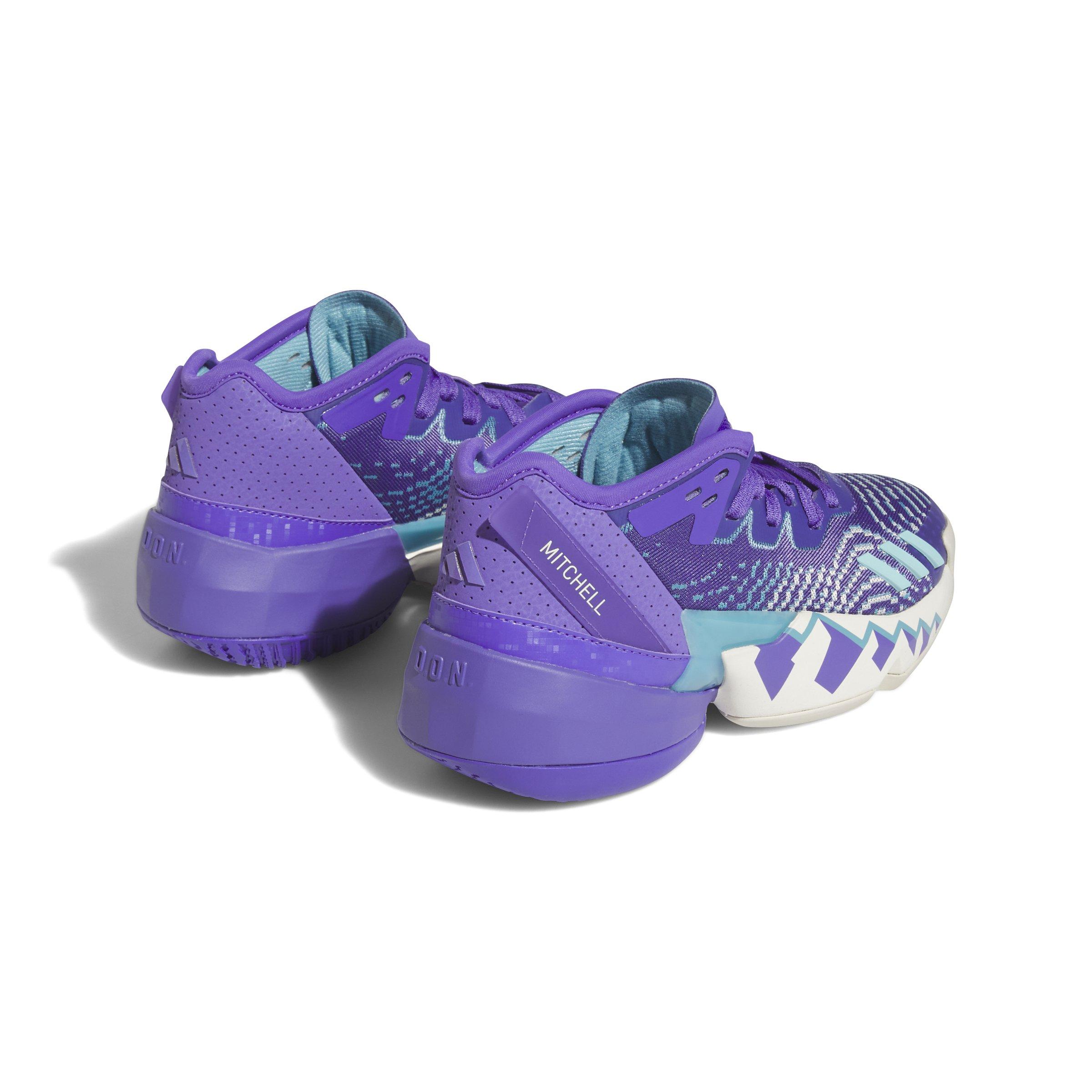 adidas D.O.N. Issue 4 "Purple Rush/Off White/Blue" Grade School Boys' Basketball Shoe - PURPLE/OFF WHITE/BLUE Thumbnail View 4