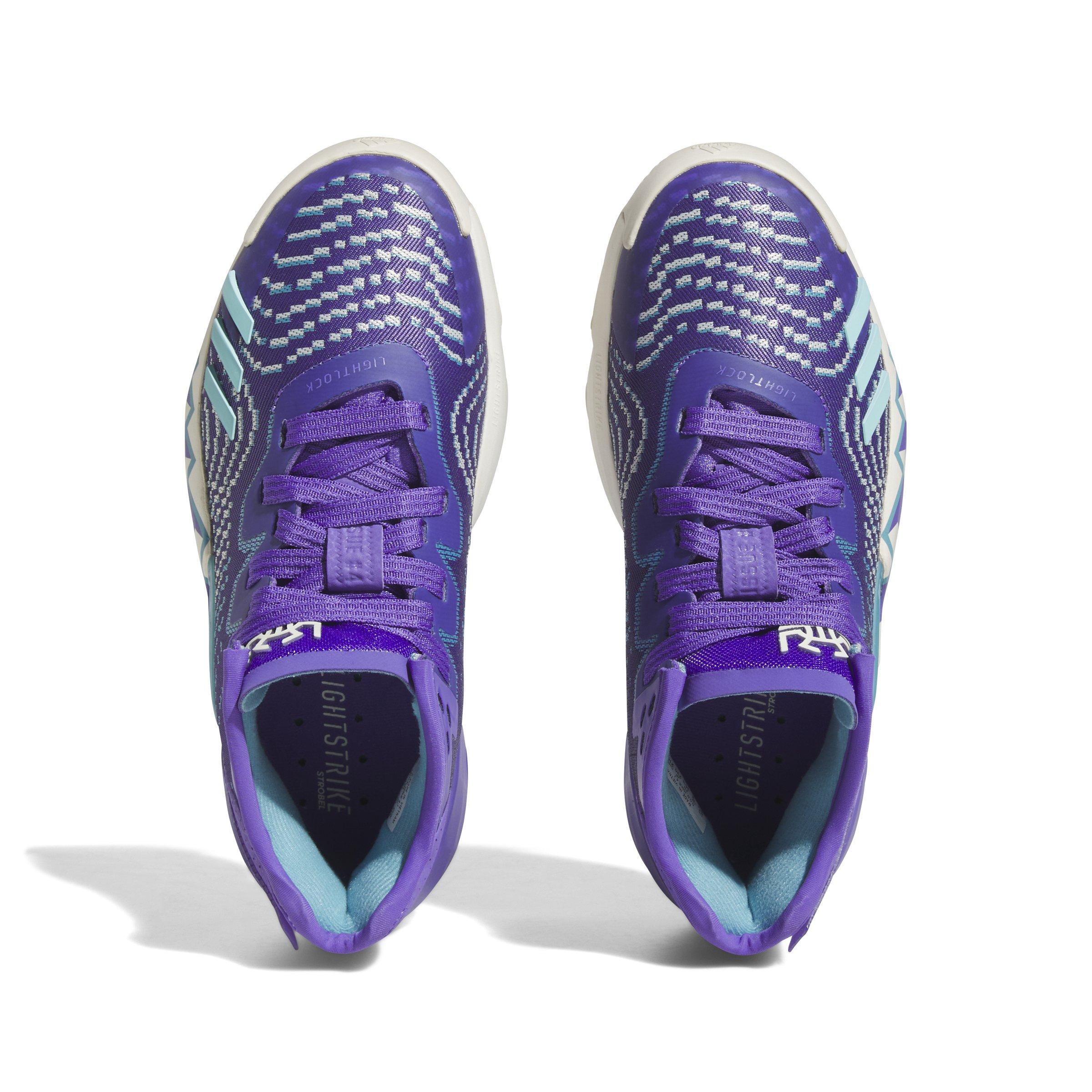 adidas D.O.N. Issue 4 "Purple Rush/Off White/Blue" Grade School Boys' Basketball Shoe - PURPLE/OFF WHITE/BLUE Thumbnail View 5