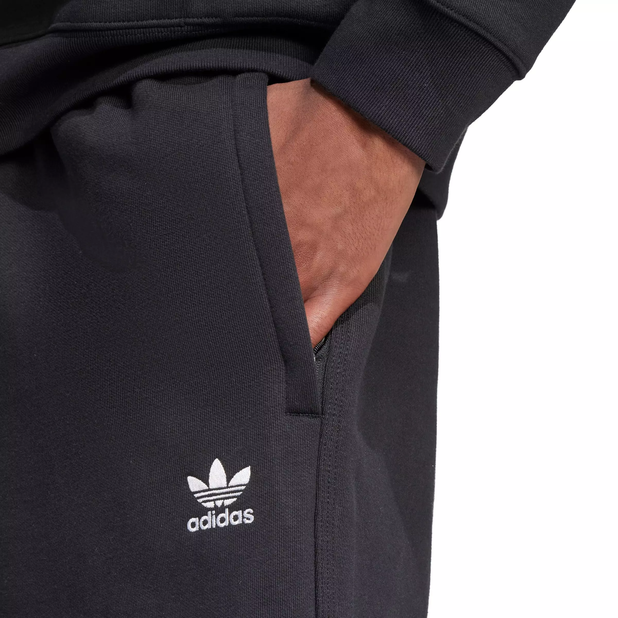 adidas Originals Men's Trefoil Essentials Open Hem Pants - Black - BLACK
