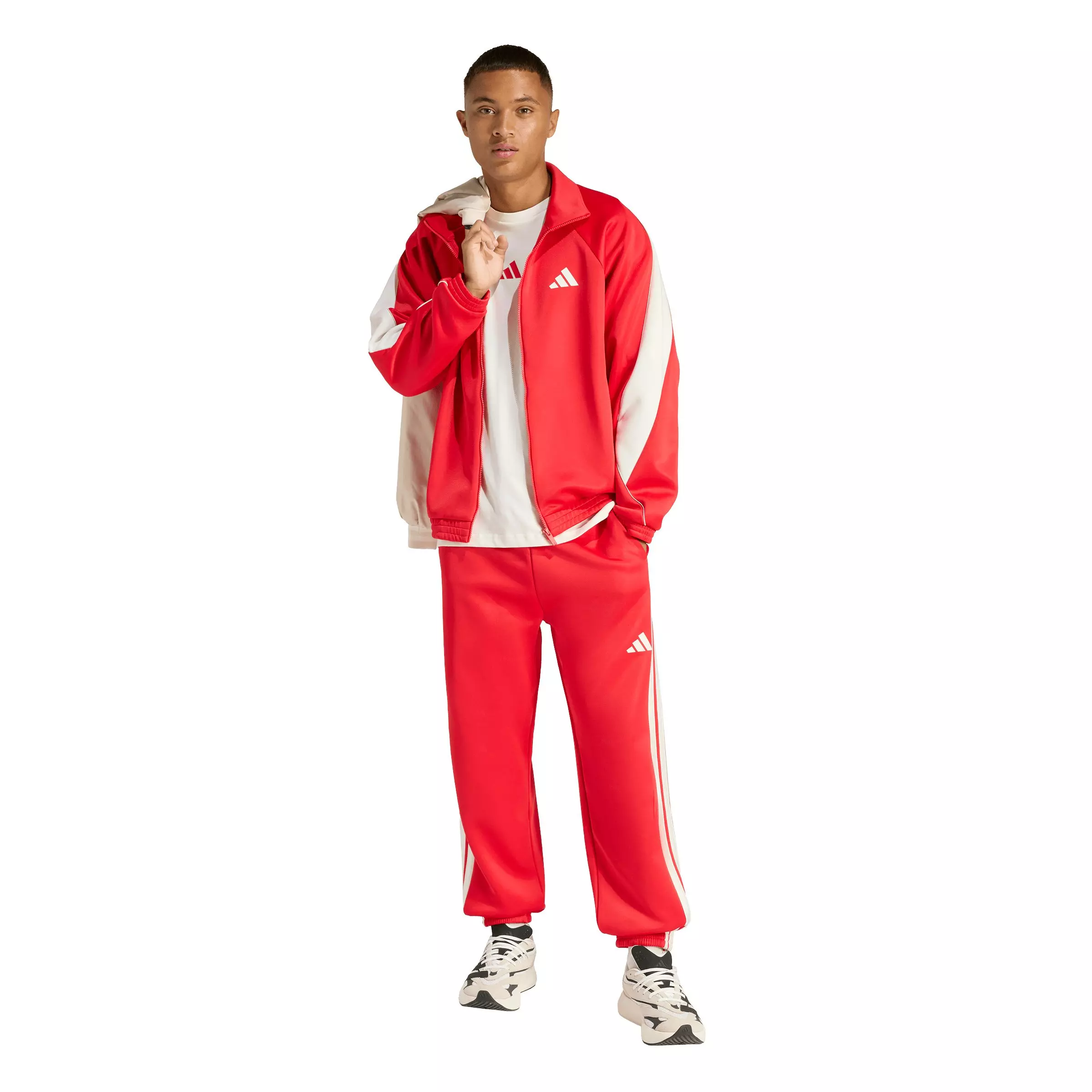 adidas Men's Stadium Track Pants - Red/White - RED/WHITE