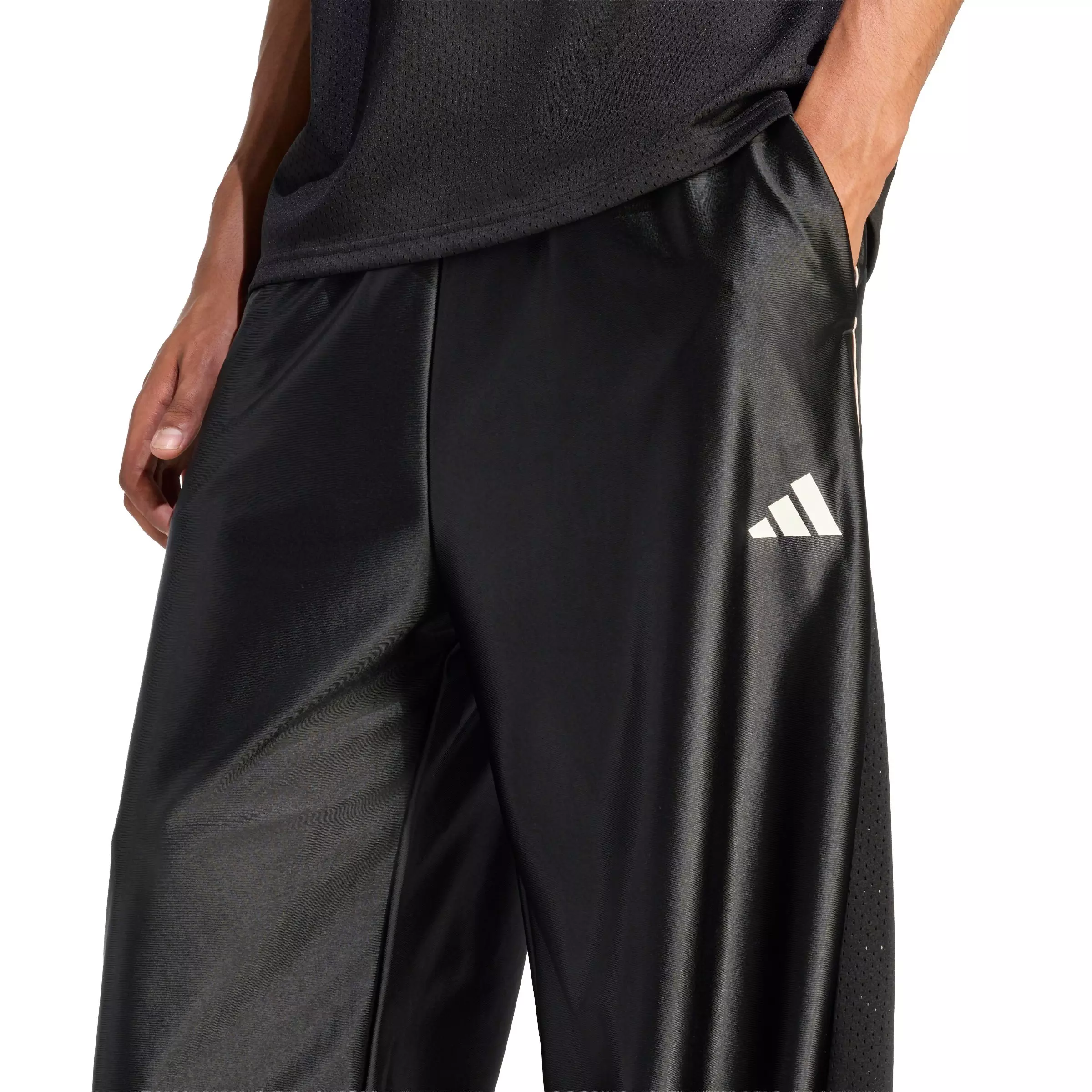 adidas Men's Stadium Shiny Tricot Pants -Black - BLACK