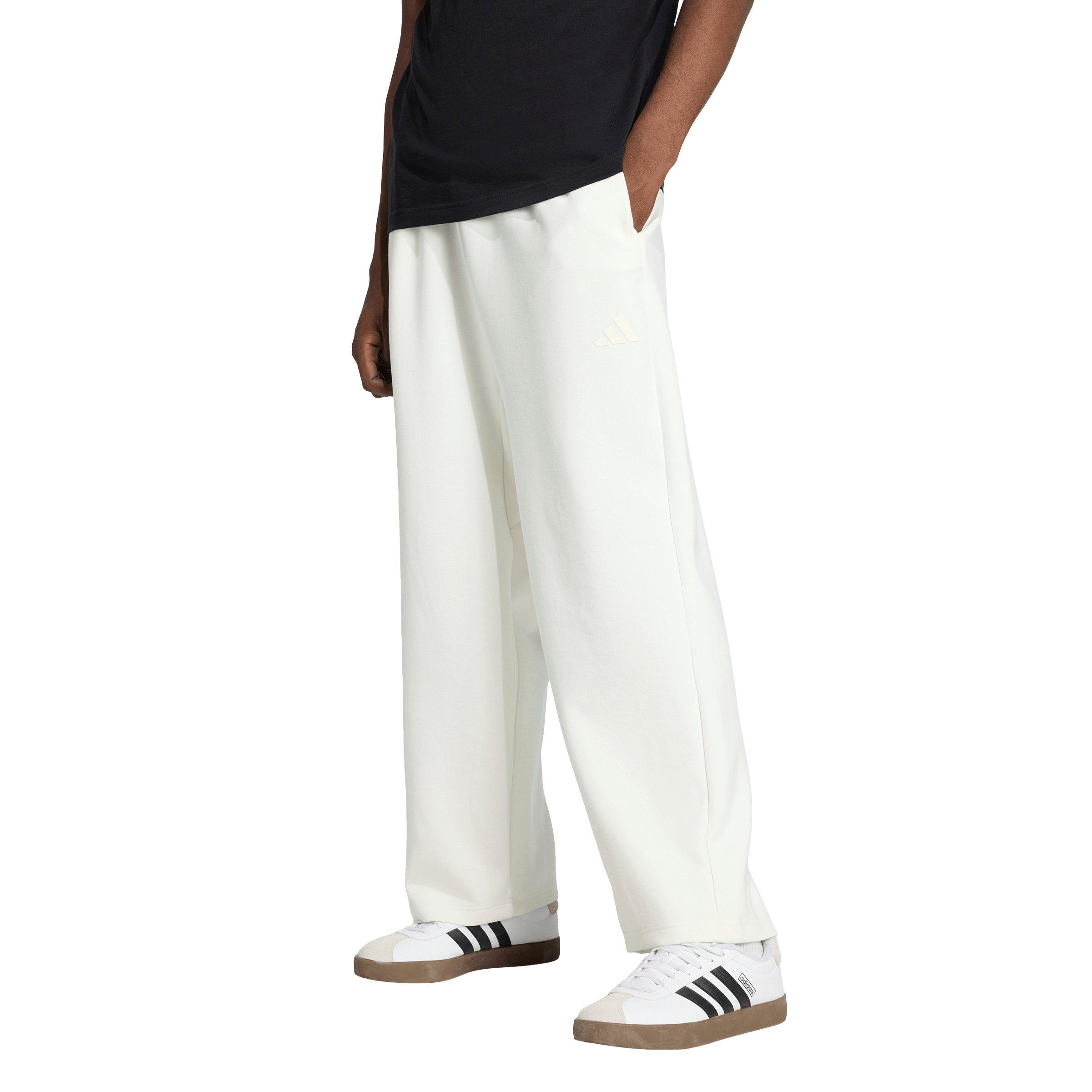 adidas Men's Soft Lux Straight Leg Tracksuit Bottoms- Off White - OFF-WHITE Thumbnail View 1