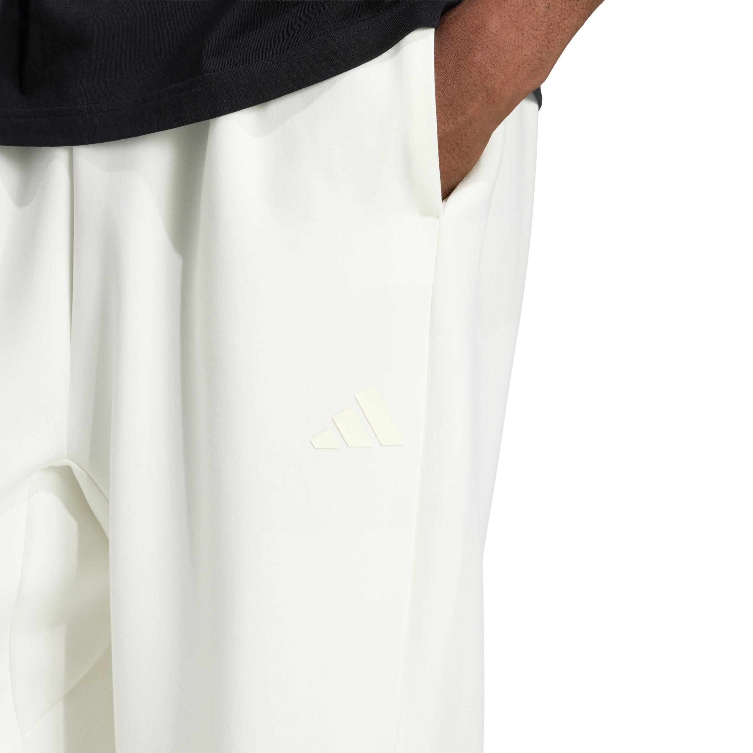 adidas Men's Soft Lux Straight Leg Tracksuit Bottoms- Off White - OFF-WHITE Thumbnail View 3
