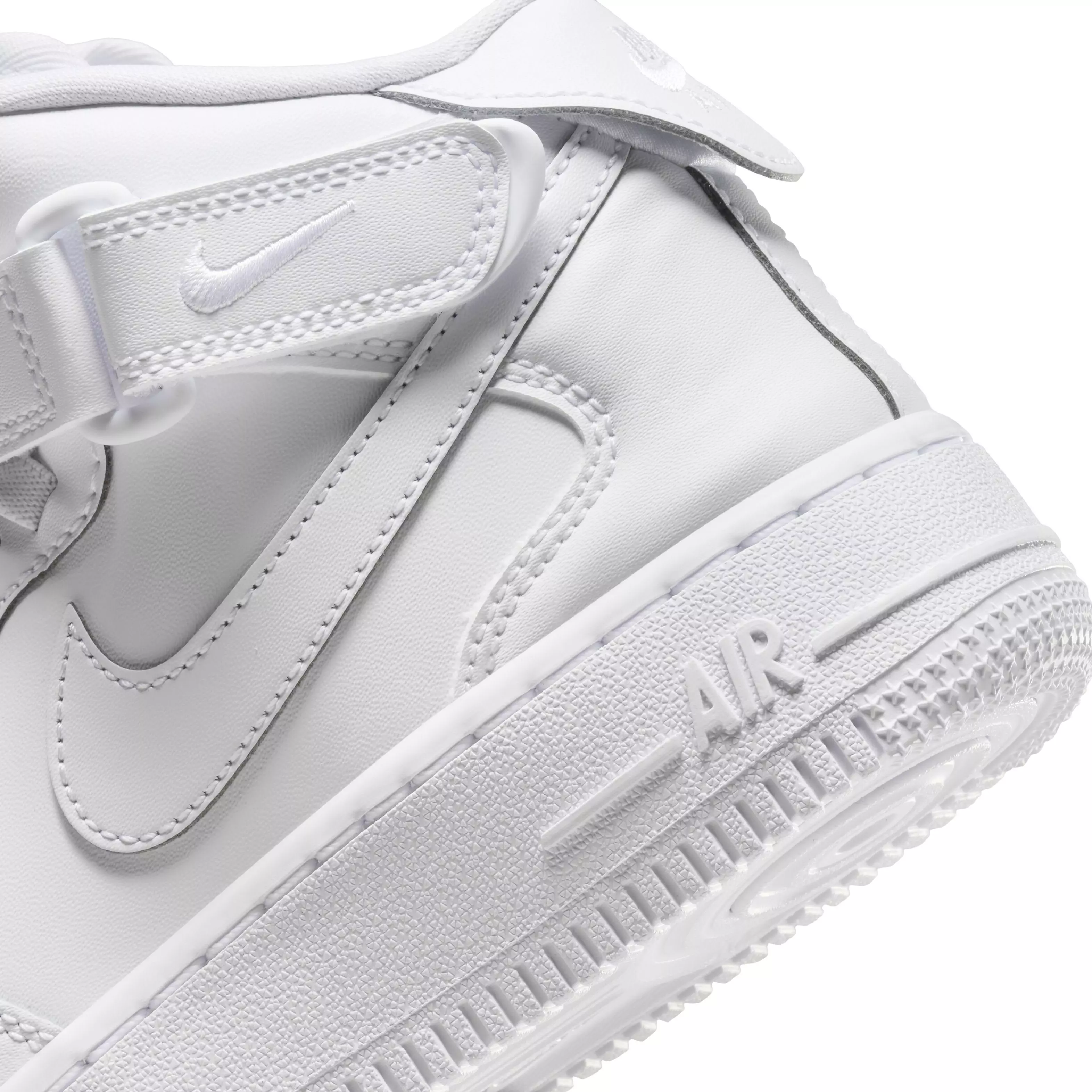 Nike Air Force 1 Mid EasyOn "White/White/White" Grade School Boys' Shoe - WHITE/WHITE/WHITE