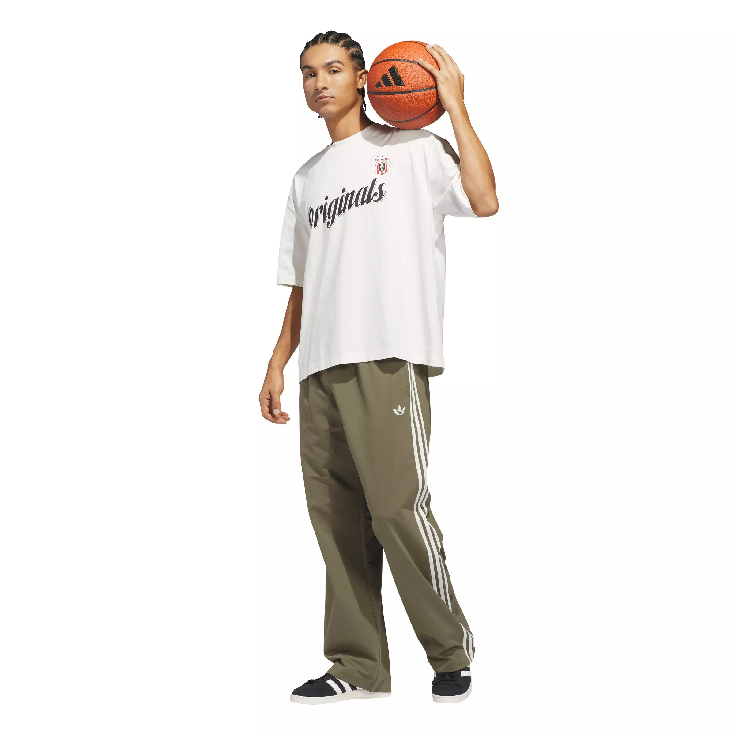 adidas Originals Adult Basketball Snap Pant - Olive - OLIVE