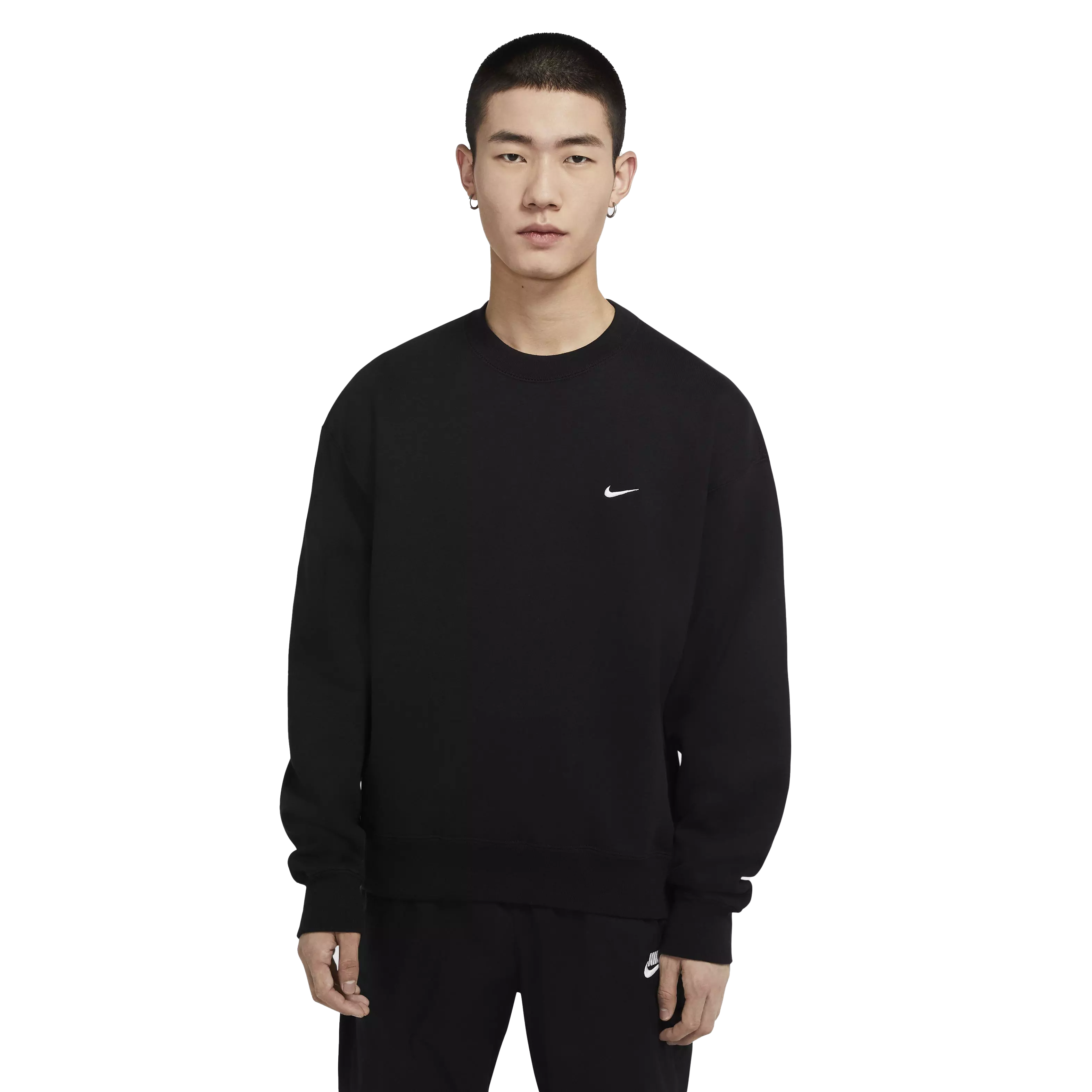 Nike Men's Solo Swoosh Fleece Crew - BLACK