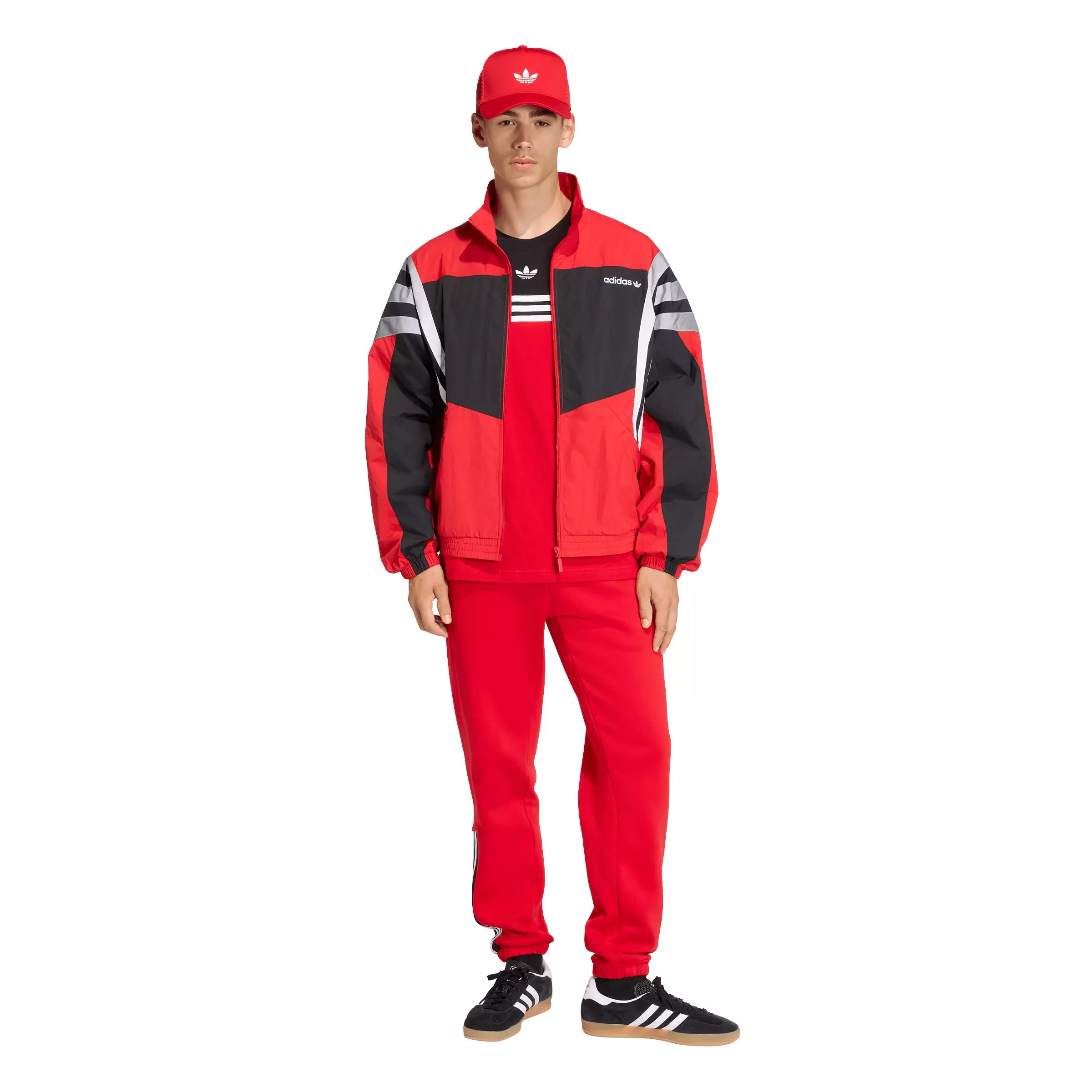 adidas Originals Men's Half Stripes Sweatpants - Red - RED