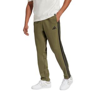 adidas Men's Essentials 3-Stripes Open Hem Fleece Joggers -Olive/Black