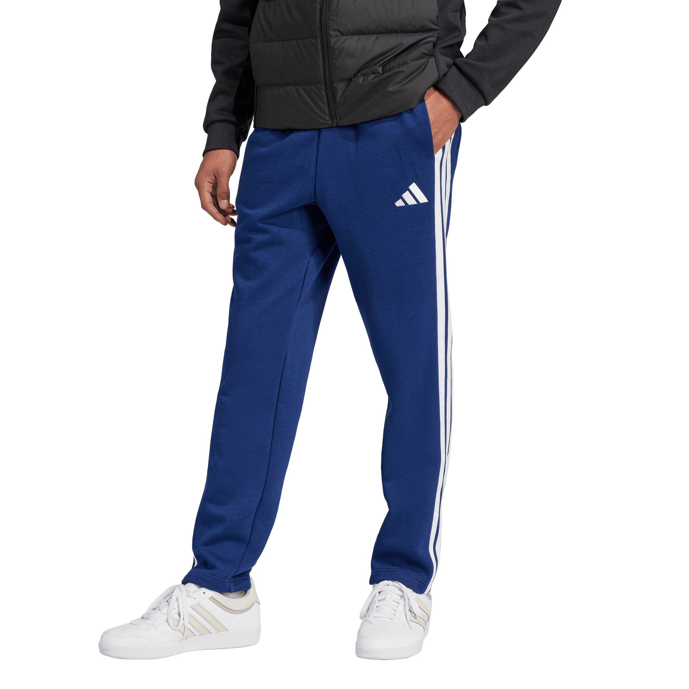 adidas Men's Essentials 3-Stripes Open Hem Fleece Joggers -Dk Blue/White - DK BLUE/WHITE Thumbnail View 1