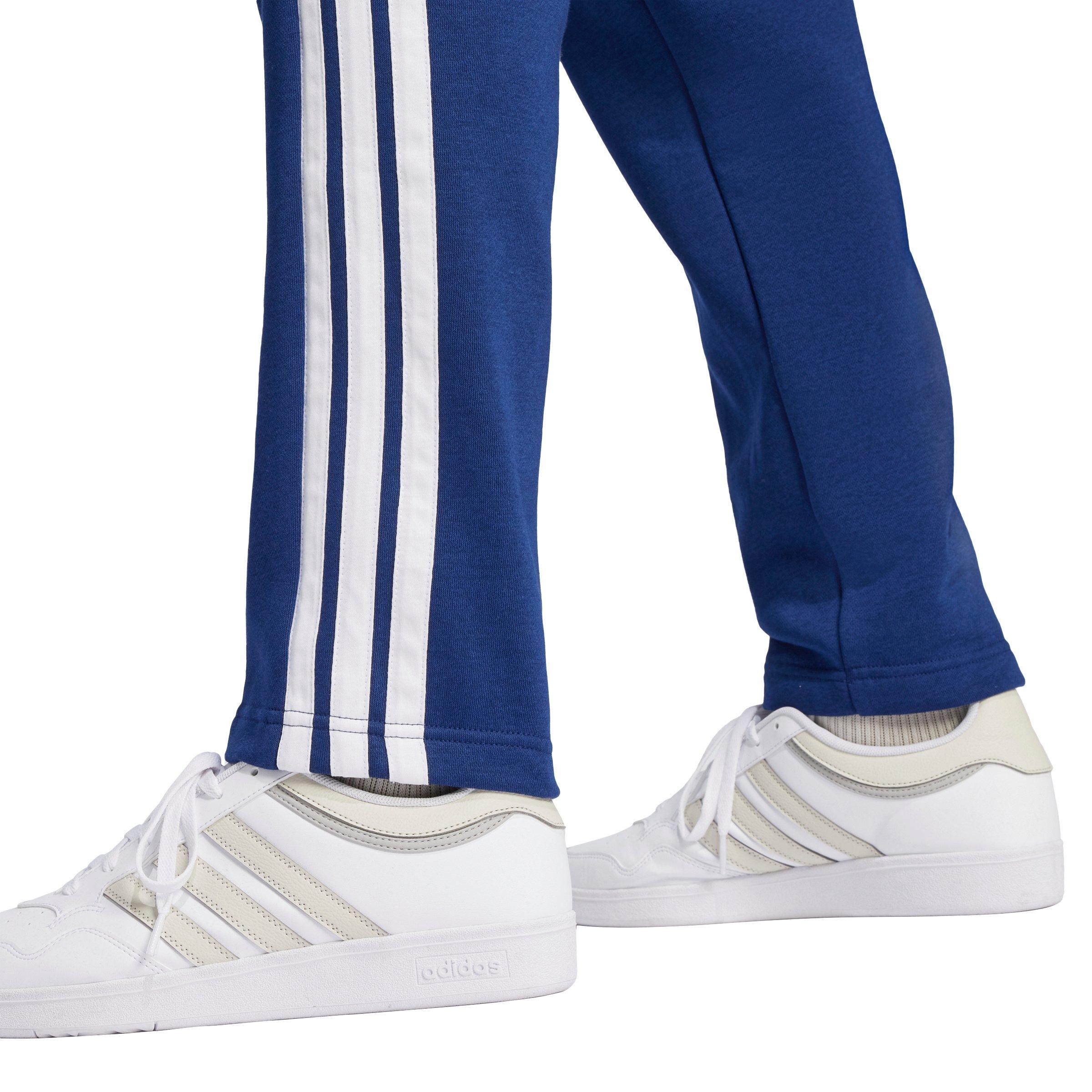 adidas Men's Essentials 3-Stripes Open Hem Fleece Joggers -Dk Blue/White - DK BLUE/WHITE Thumbnail View 3