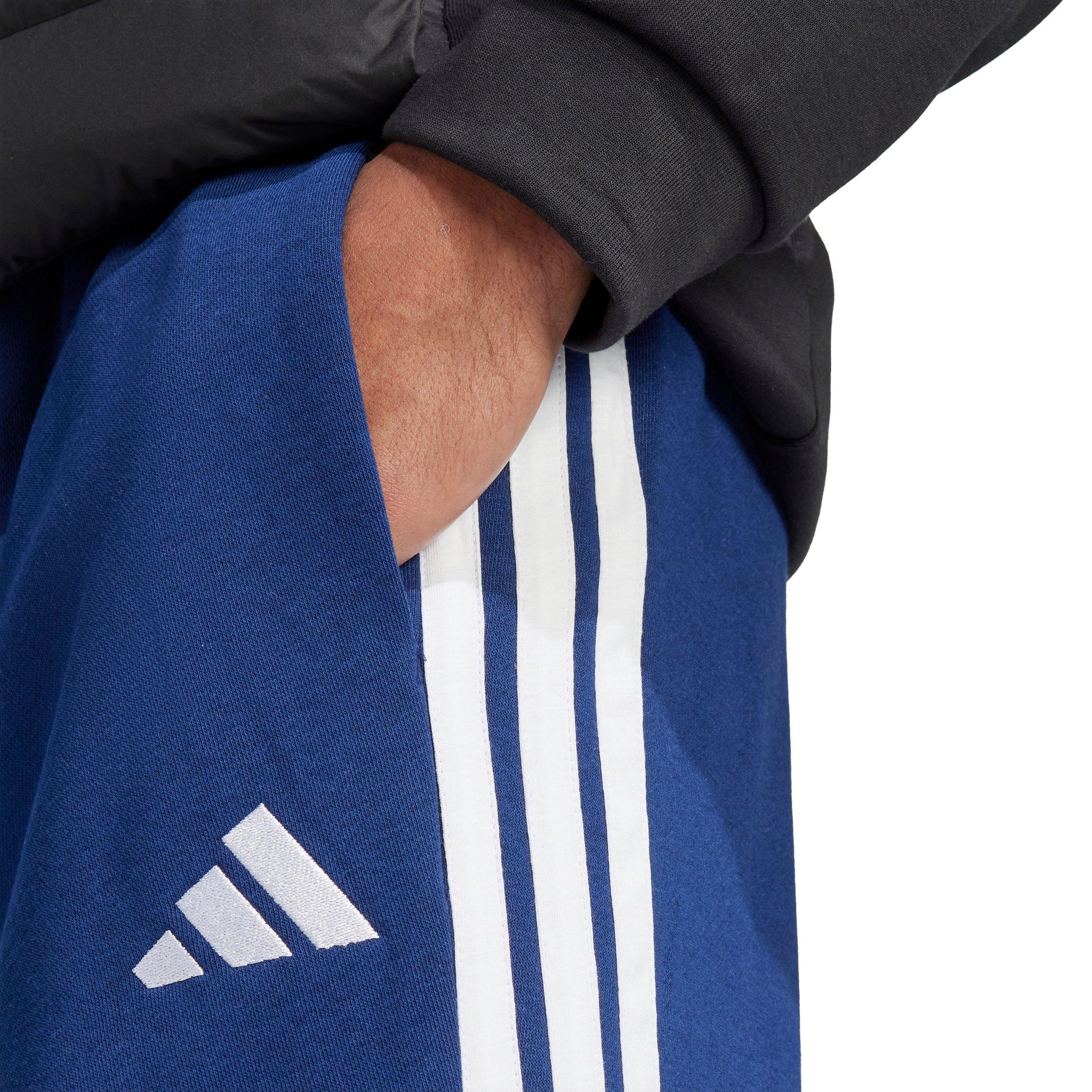 adidas Men's Essentials 3-Stripes Open Hem Fleece Joggers - Dk Blue/White - DK BLUE/WHITE Thumbnail View 4