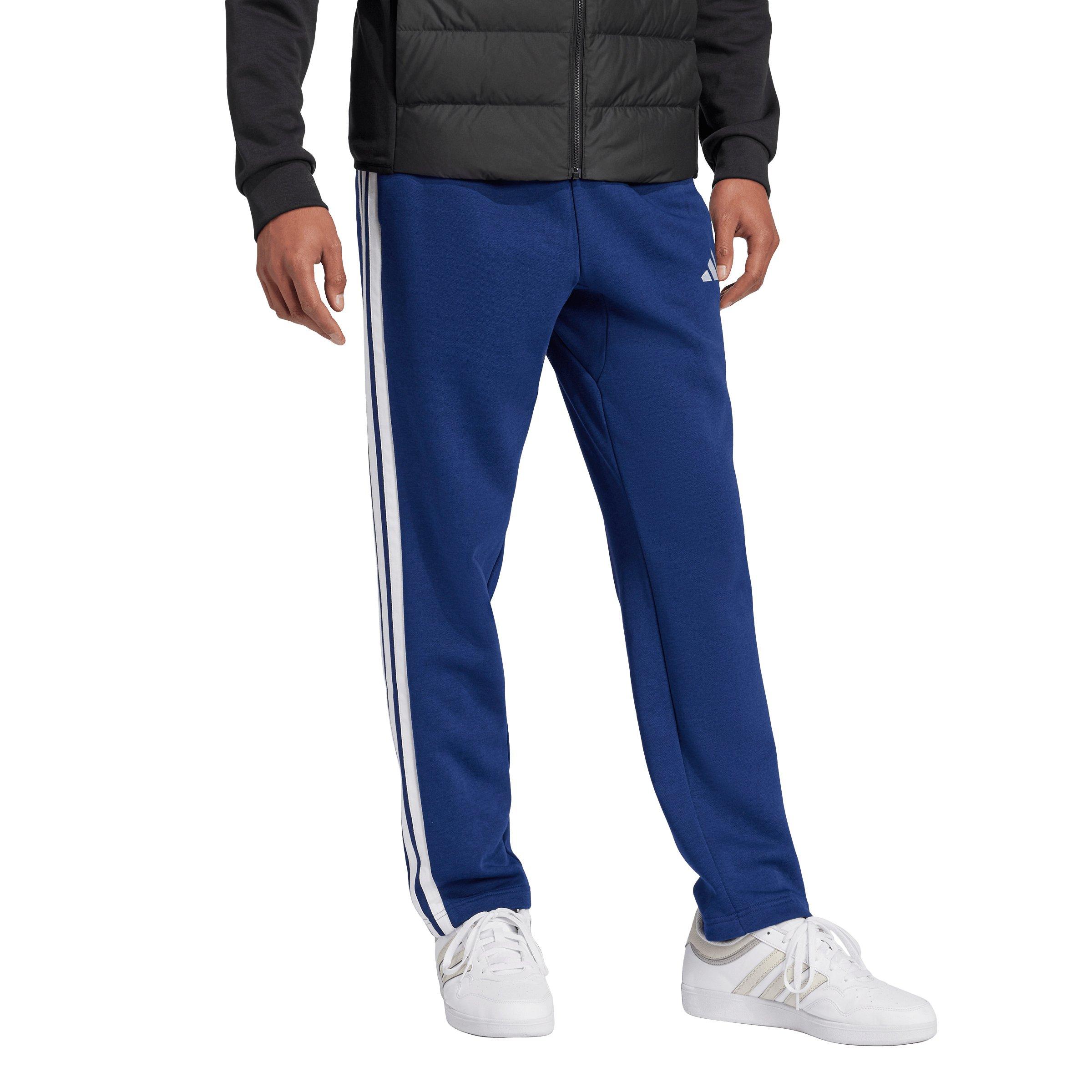 adidas Men's Essentials 3-Stripes Open Hem Fleece Joggers - Dk Blue/White - DK BLUE/WHITE Thumbnail View 5