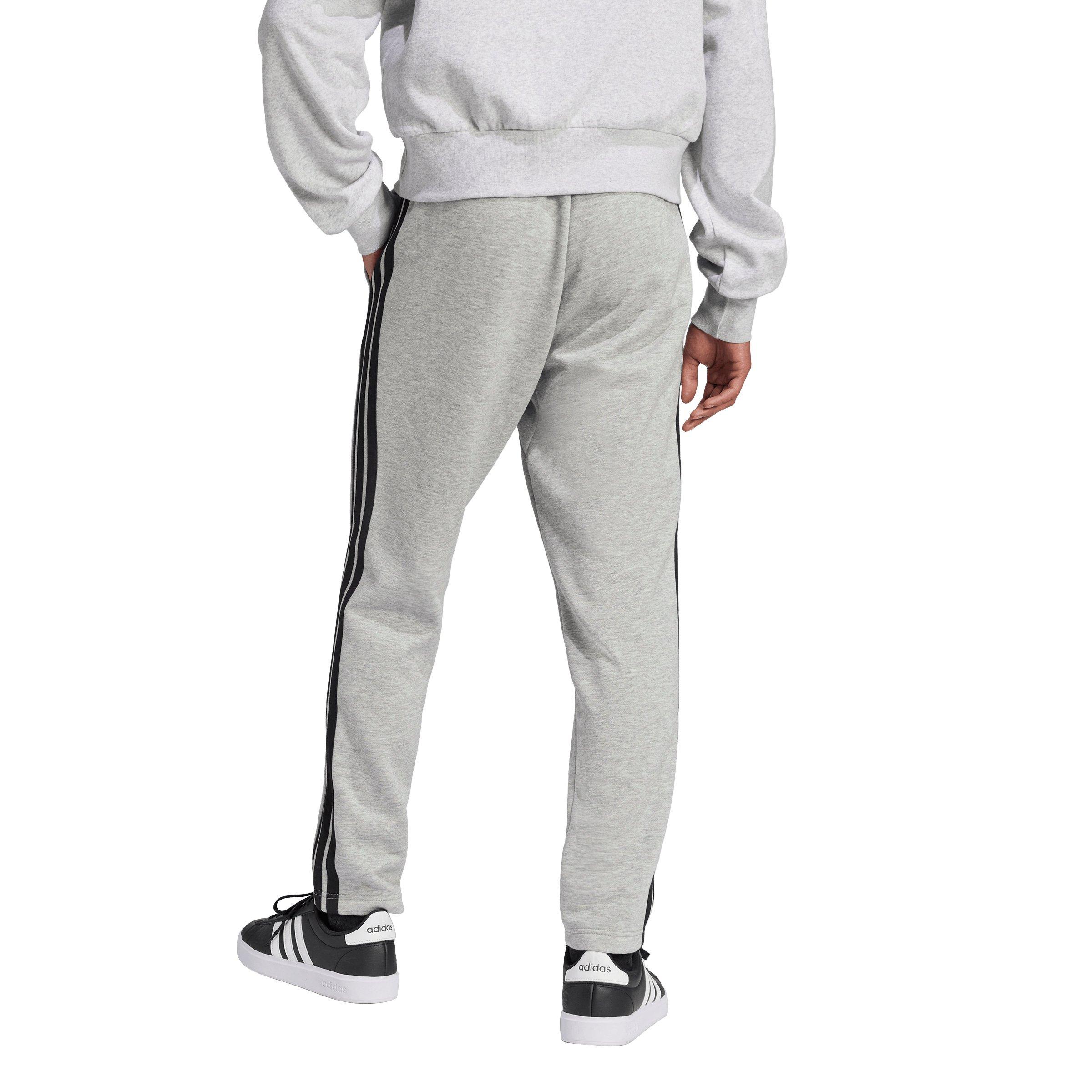 adidas Men's Essentials 3-Stripes Open Hem Fleece Joggers - Grey/Black - GREY/BLACK Thumbnail View 2