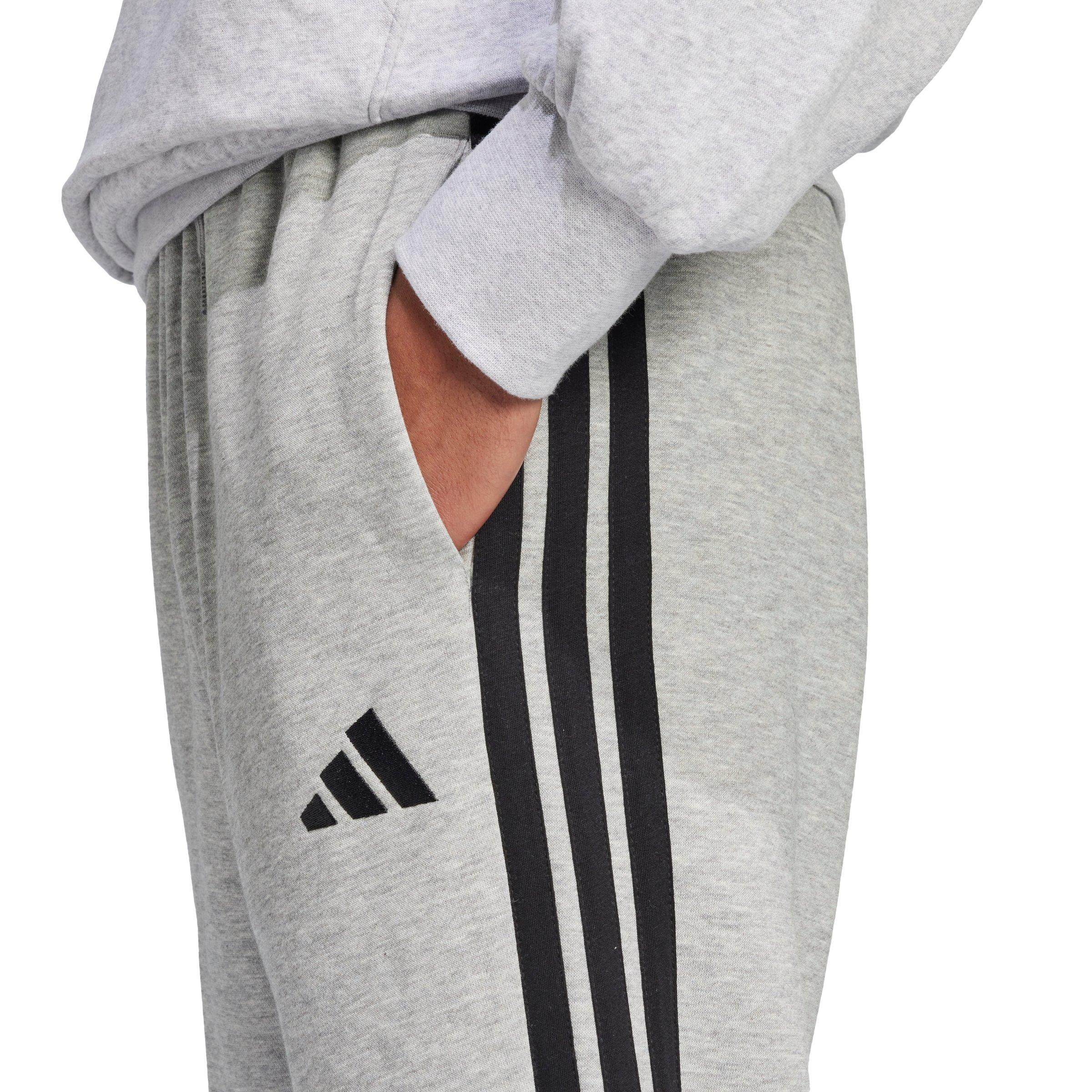 adidas Men's Essentials 3-Stripes Open Hem Fleece Joggers - Grey/Black - GREY/BLACK Thumbnail View 4