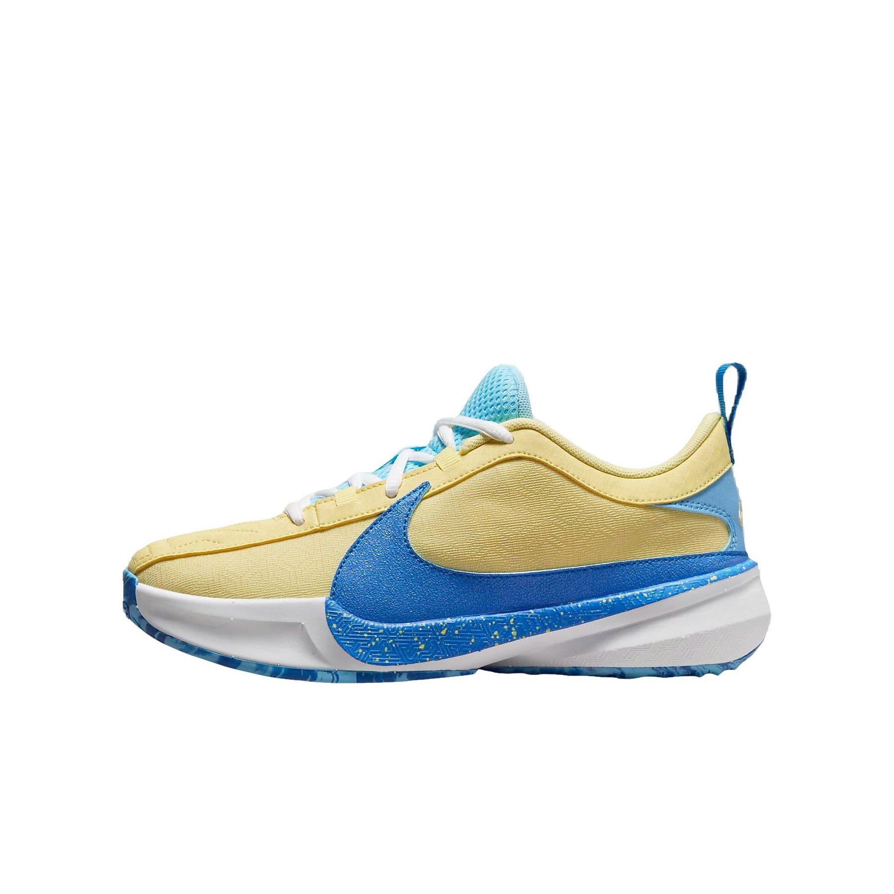 Nike Giannis Freak 5 Grade School Boys' "Photo Blue/Soft Yellow/White/Orange" Basketball Shoe