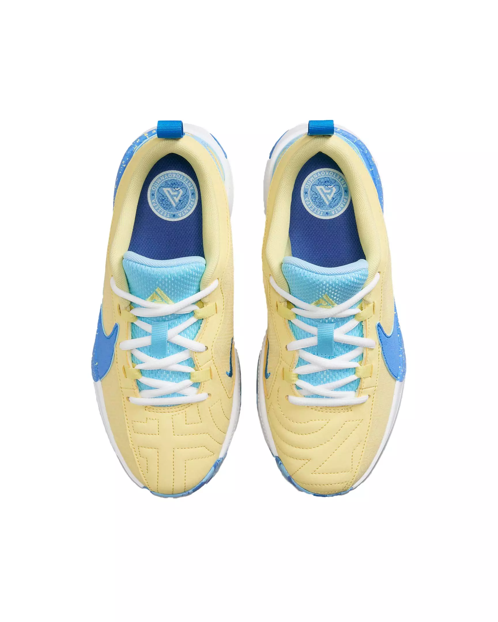 Nike Giannis Freak 5 "Photo Blue/Soft Yellow/White/Laser Orange" Grade School Boys' Basketball Shoe - BLUE/YELLOW/WHITE/LT ORANGE