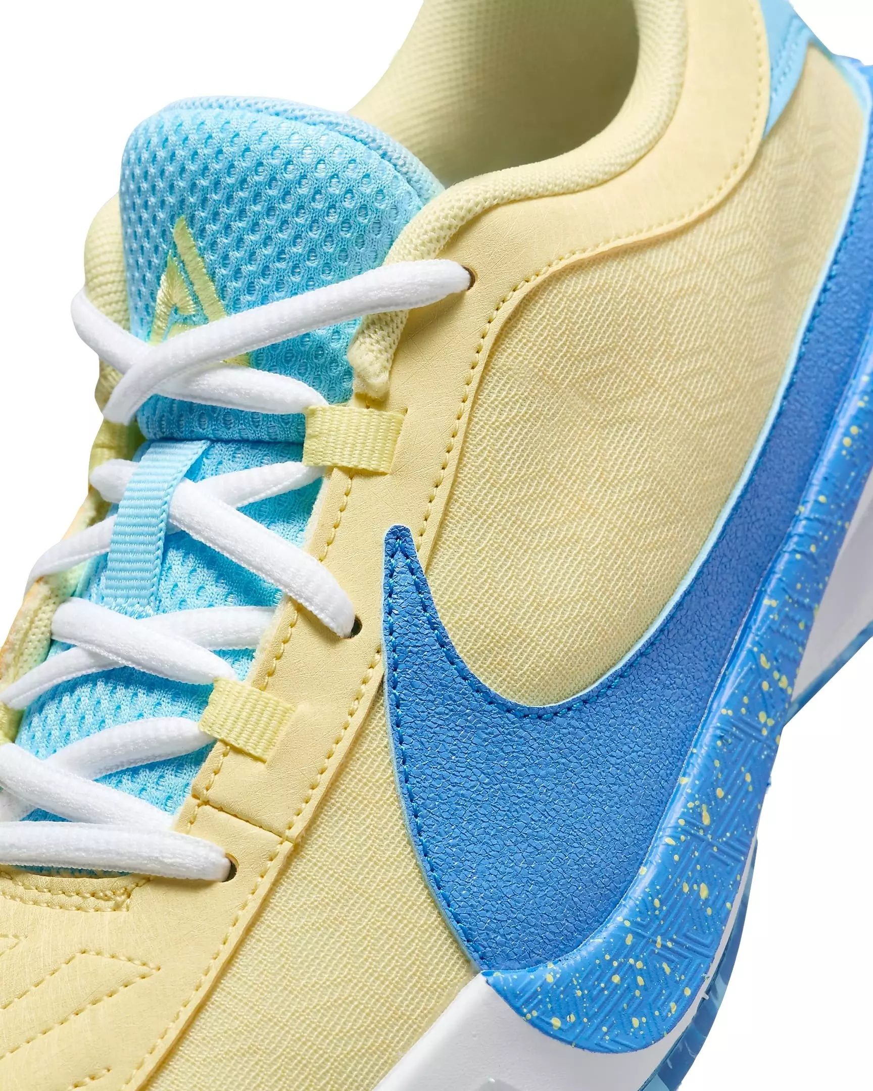 Nike Giannis Freak 5 "Photo Blue/Soft Yellow/White/Laser Orange" Grade School Boys' Basketball Shoe - BLUE/YELLOW/WHITE/LT ORANGE