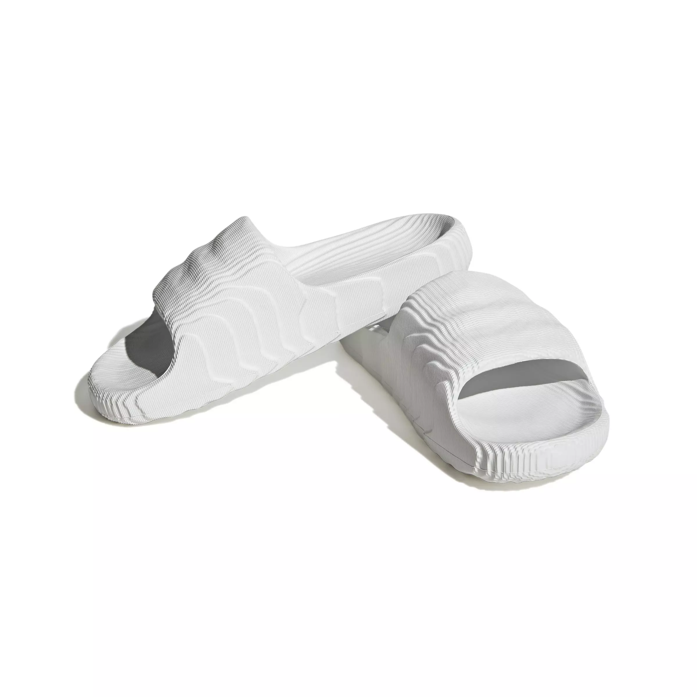 adidas Originals Adilette 22 "Crystal White/Crystal White/Core Black" Grade School Boys' Slide - WHITE/WHITE/BLACK