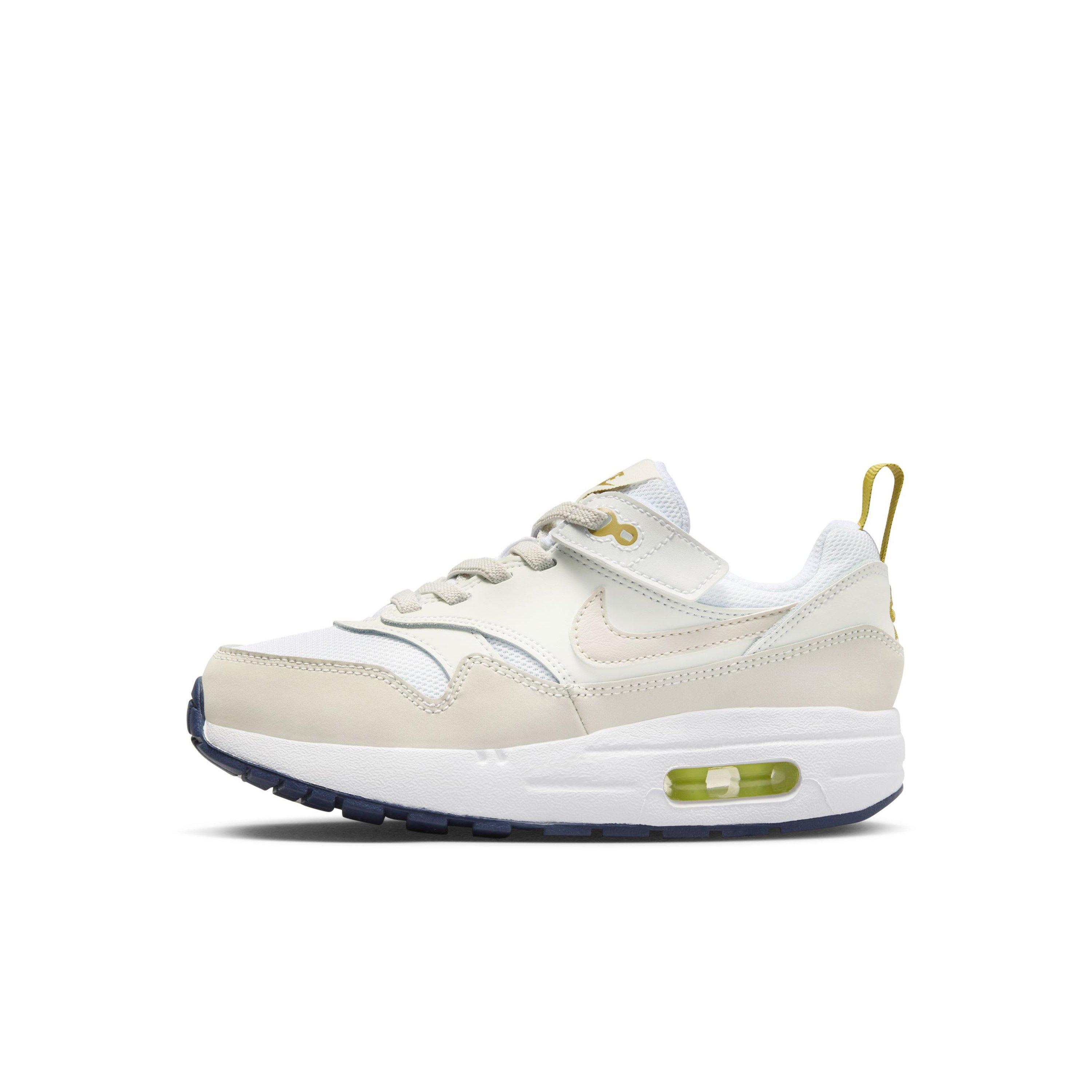 Nike Air Max 1 EasyOn Preschool Boys' "White/Bronzine/Midnight Navy/Light Orewood Brown" Shoe