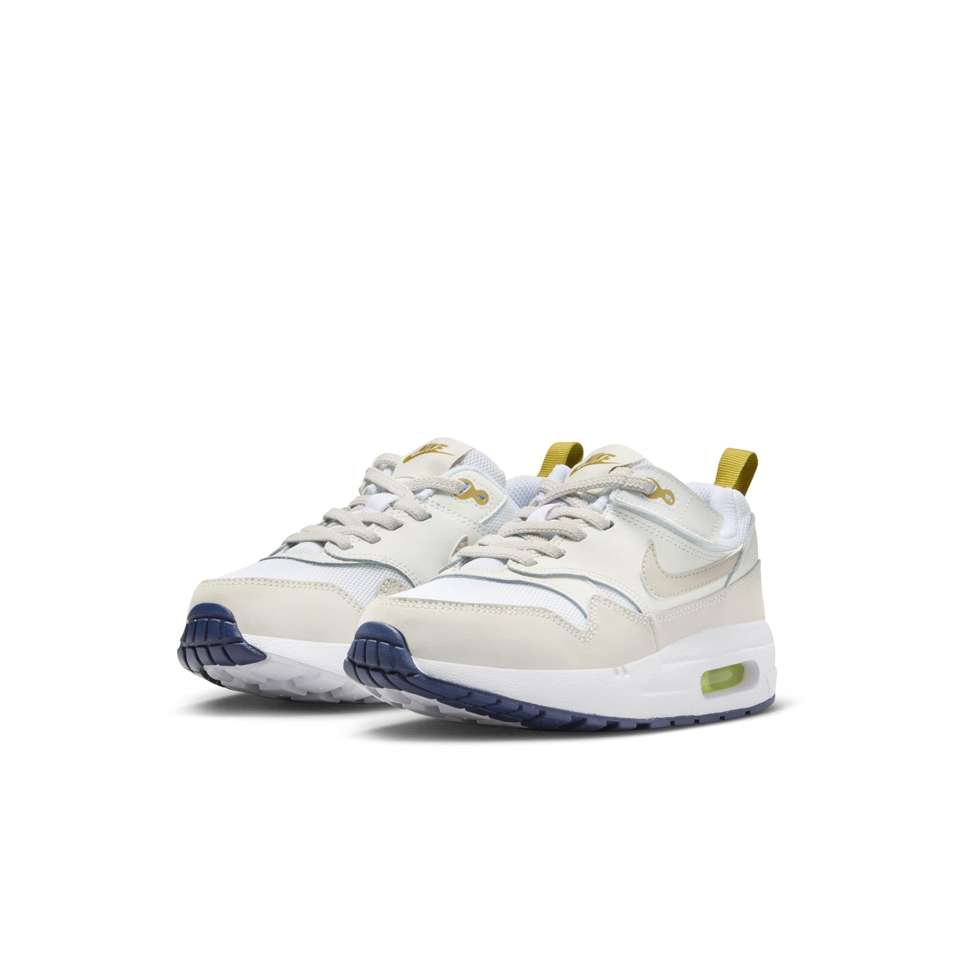 Nike Air Max 1 EasyOn Preschool Boys' "White/Bronzine/Midnight Navy/Light Orewood Brown" Shoe