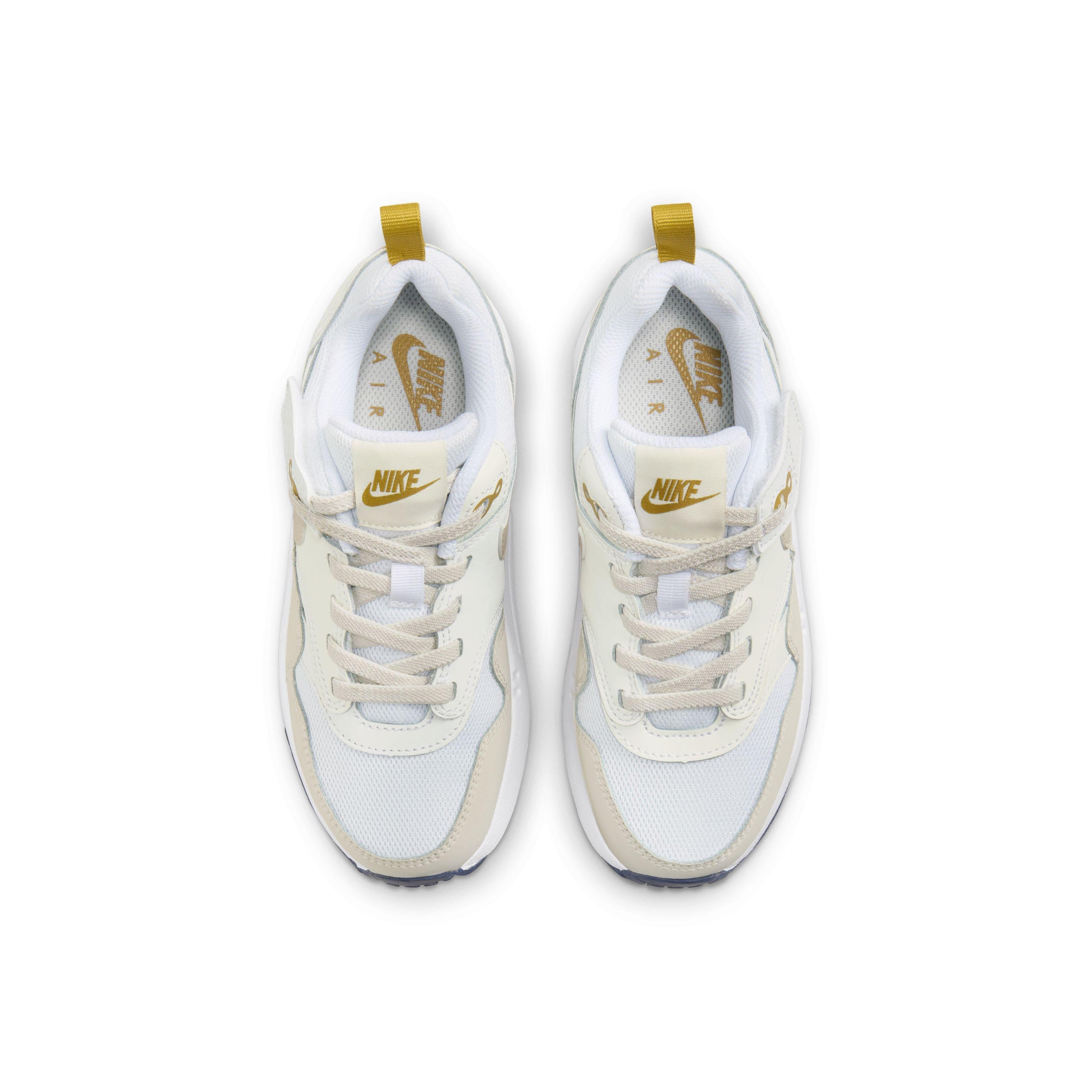 Nike Air Max 1 EasyOn Preschool Boys' "White/Bronzine/Midnight Navy/Light Orewood Brown" Shoe