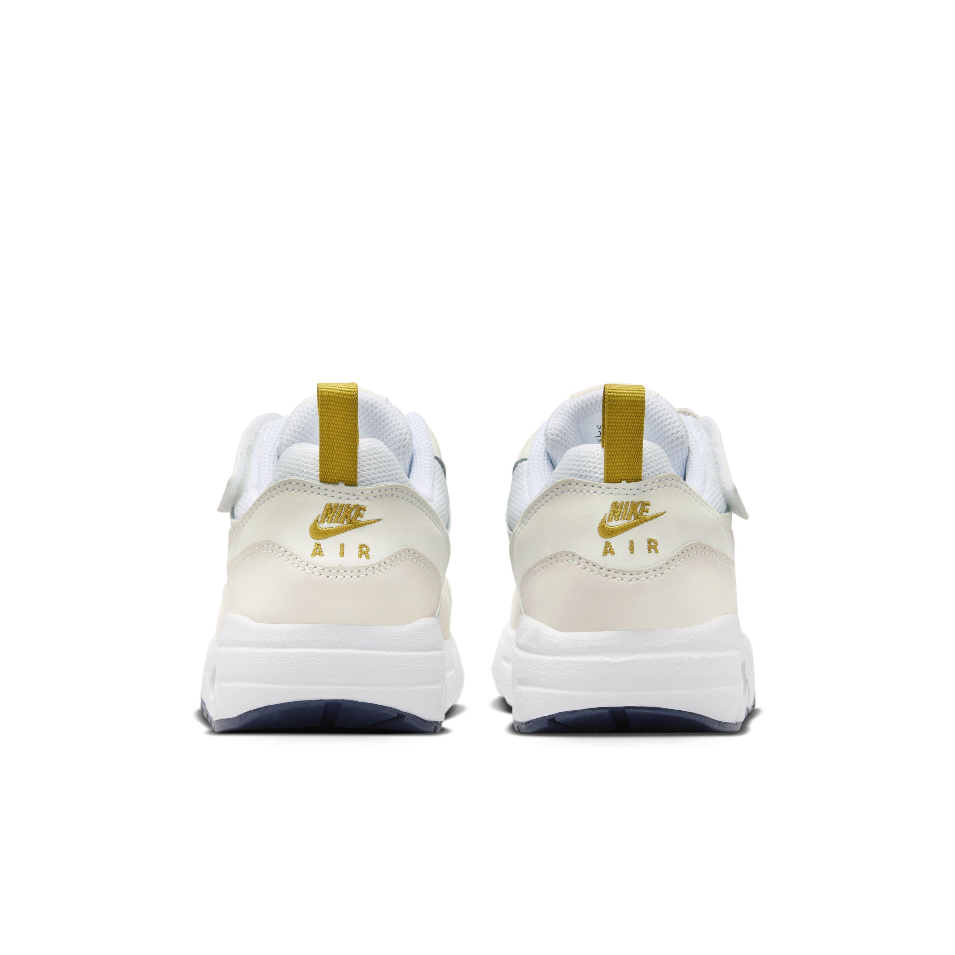 Nike Air Max 1 EasyOn Preschool Boys' "White/Bronzine/Midnight Navy/Light Orewood Brown" Shoe