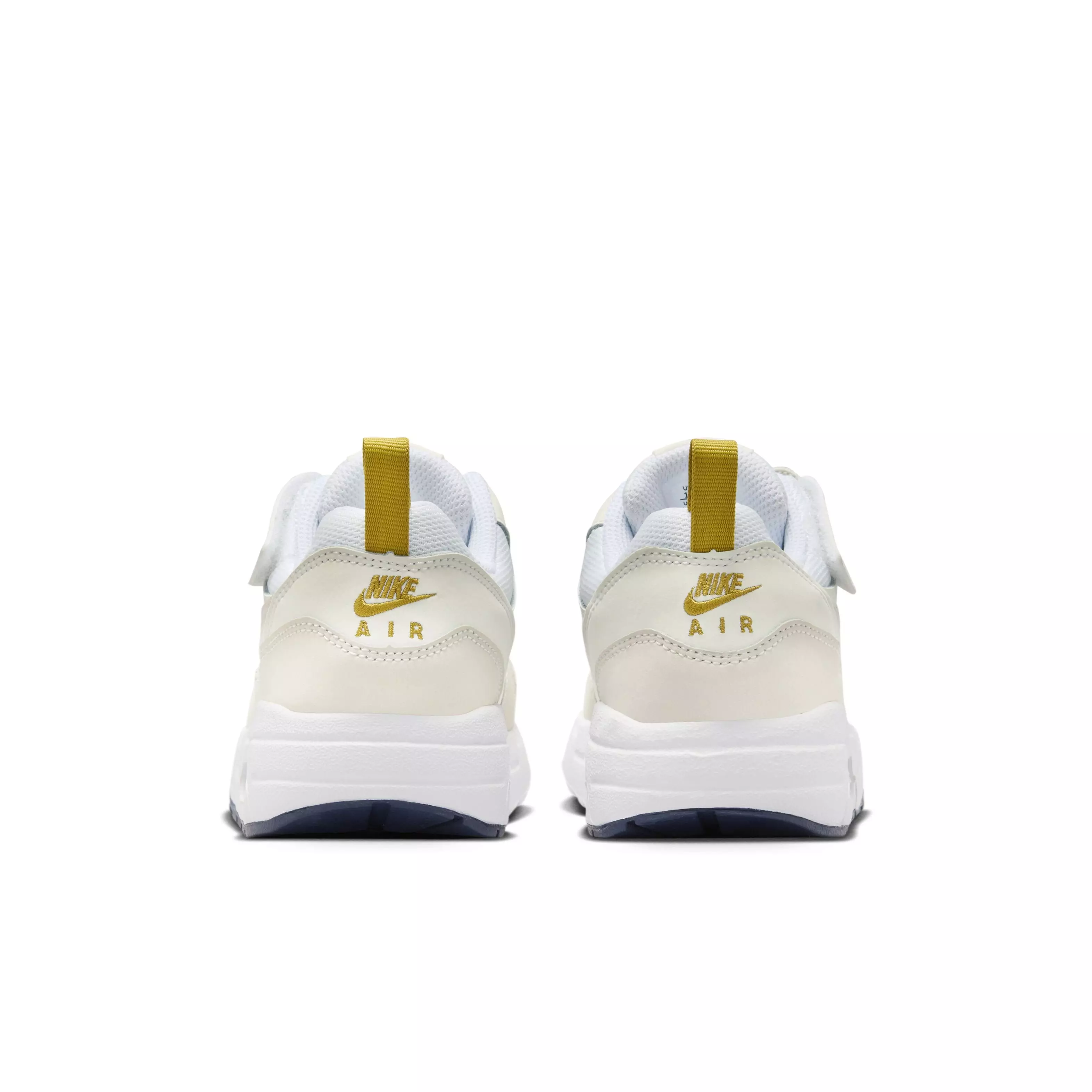 Nike Air Max 1 EasyOn "White/Bronzine/Midnight Navy/Light Orewood Brown" Preschool Boys' Shoe - WHITE/BRONZINE/NAVY/LT BROWN