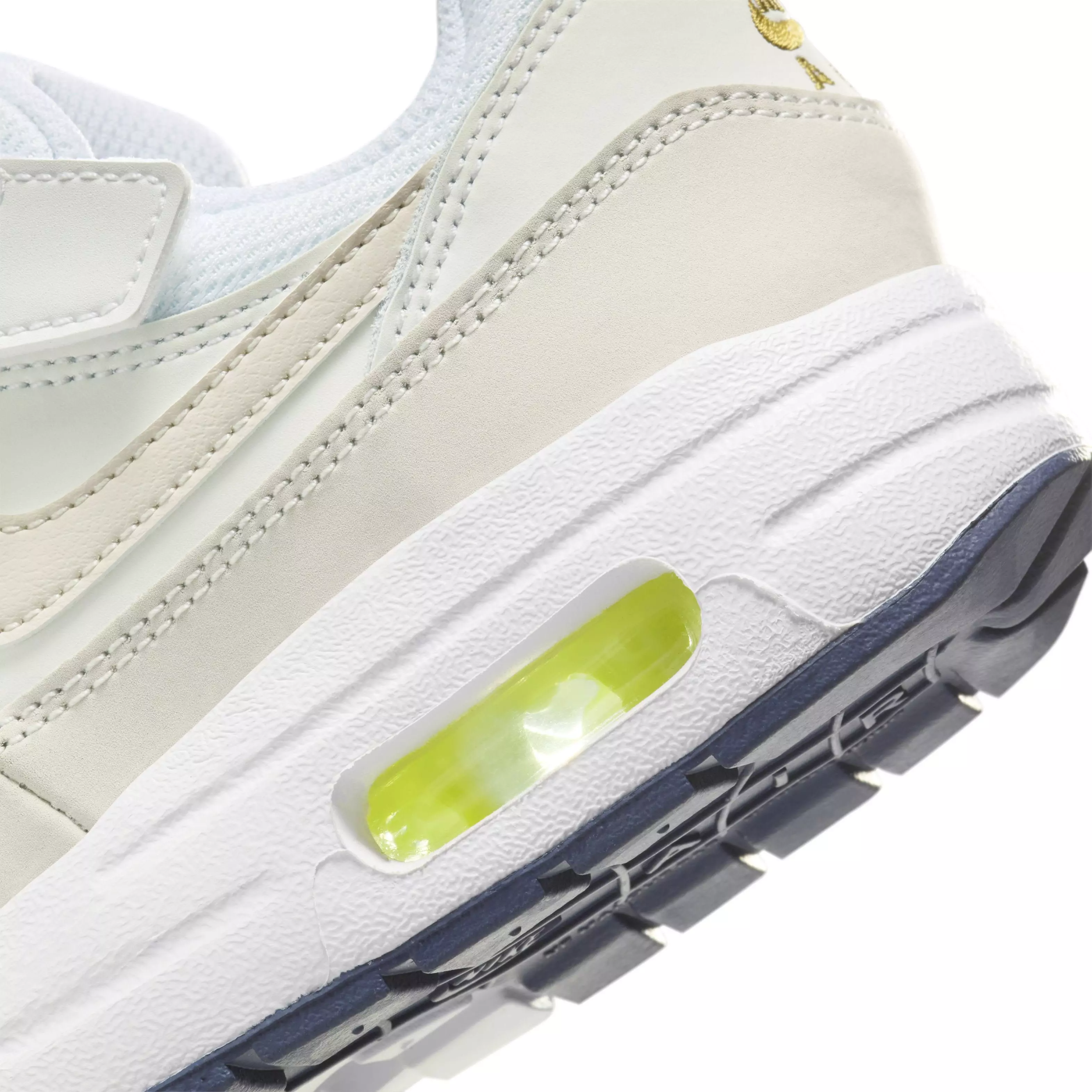 Nike Air Max 1 EasyOn "White/Bronzine/Midnight Navy/Light Orewood Brown" Preschool Boys' Shoe - WHITE/BRONZINE/NAVY/LT BROWN