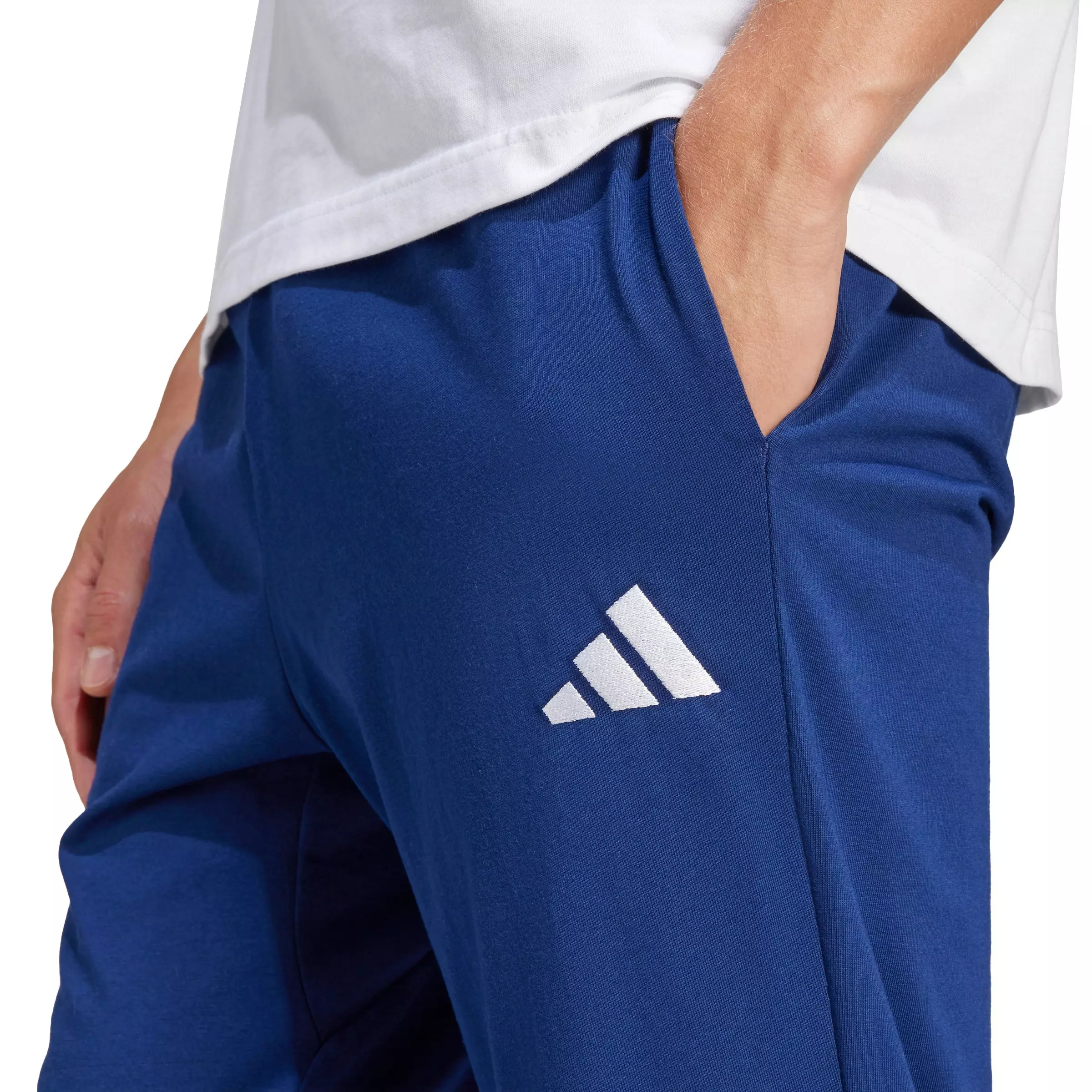adidas Men's Essentials Small Logo Single Jersey Joggers -Blue/White - BLUE/WHITE