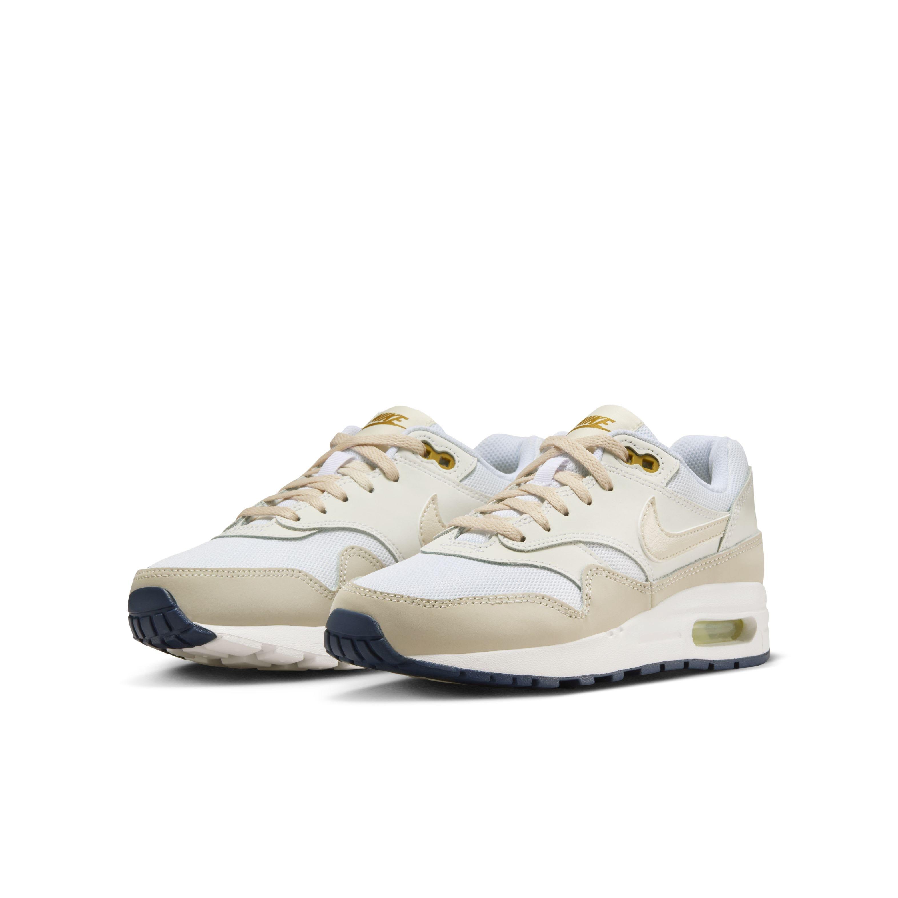 Nike Air Max 1 "White/Bronzine/Barely Volt/Light Orewood Brown" Grade School Boys' Shoe - WHITE/BRONZINE/VOLT/LT BROWN Thumbnail View 3