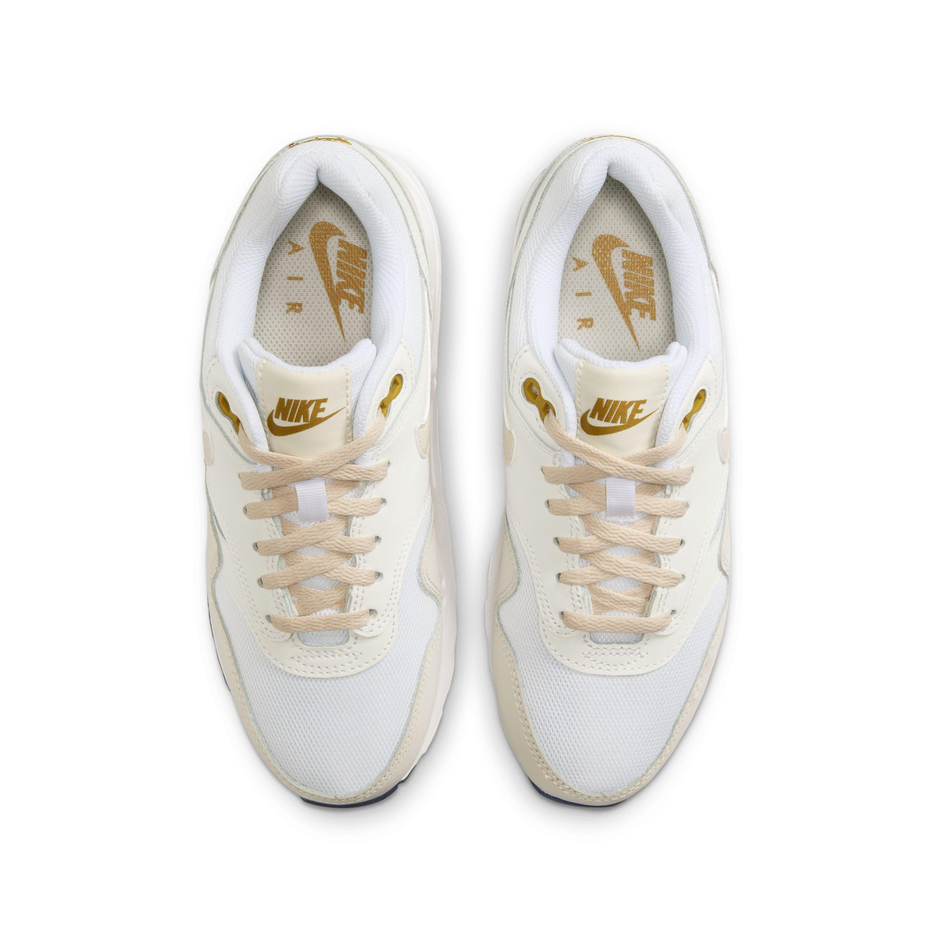 Nike Air Max 1 "White/Bronzine/Barely Volt/Light Orewood Brown" Grade School Boys' Shoe - WHITE/BRONZINE/VOLT/LT BROWN Thumbnail View 4