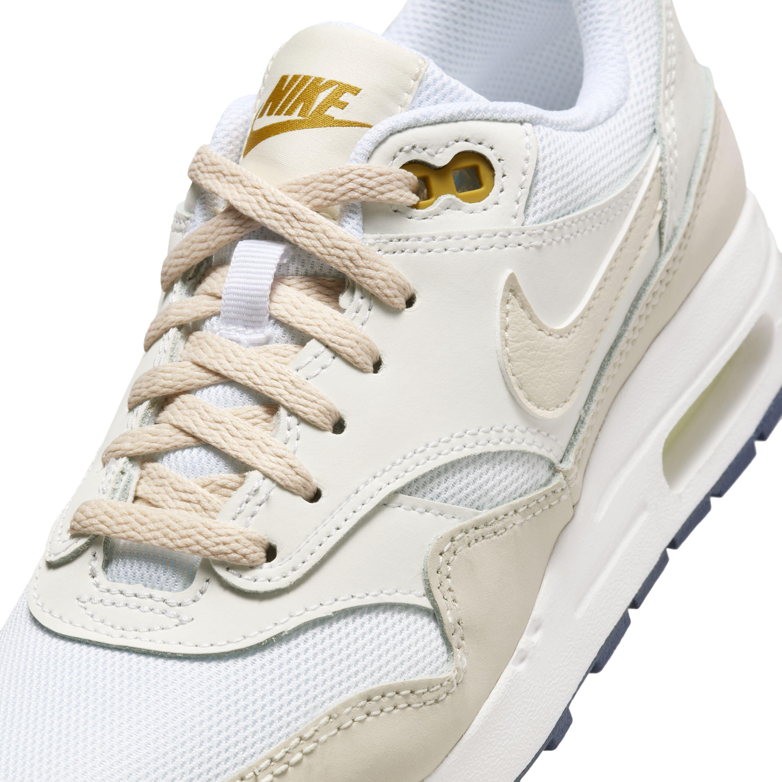 Nike Air Max 1 "White/Bronzine/Barely Volt/Light Orewood Brown" Grade School Boys' Shoe - WHITE/BRONZINE/VOLT/LT BROWN Thumbnail View 7