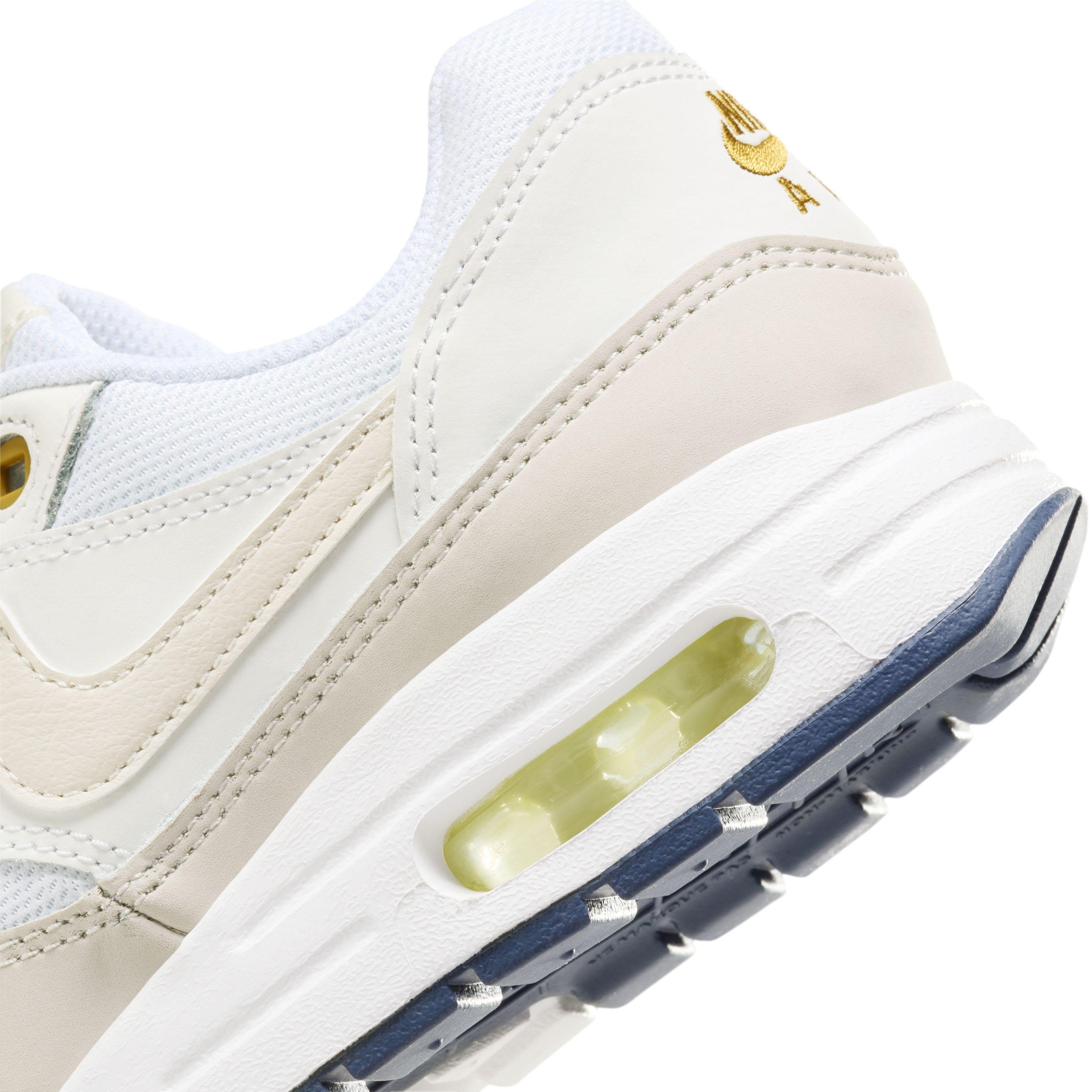 Nike Air Max 1 "White/Bronzine/Barely Volt/Light Orewood Brown" Grade School Boys' Shoe - WHITE/BRONZINE/VOLT/LT BROWN Thumbnail View 8