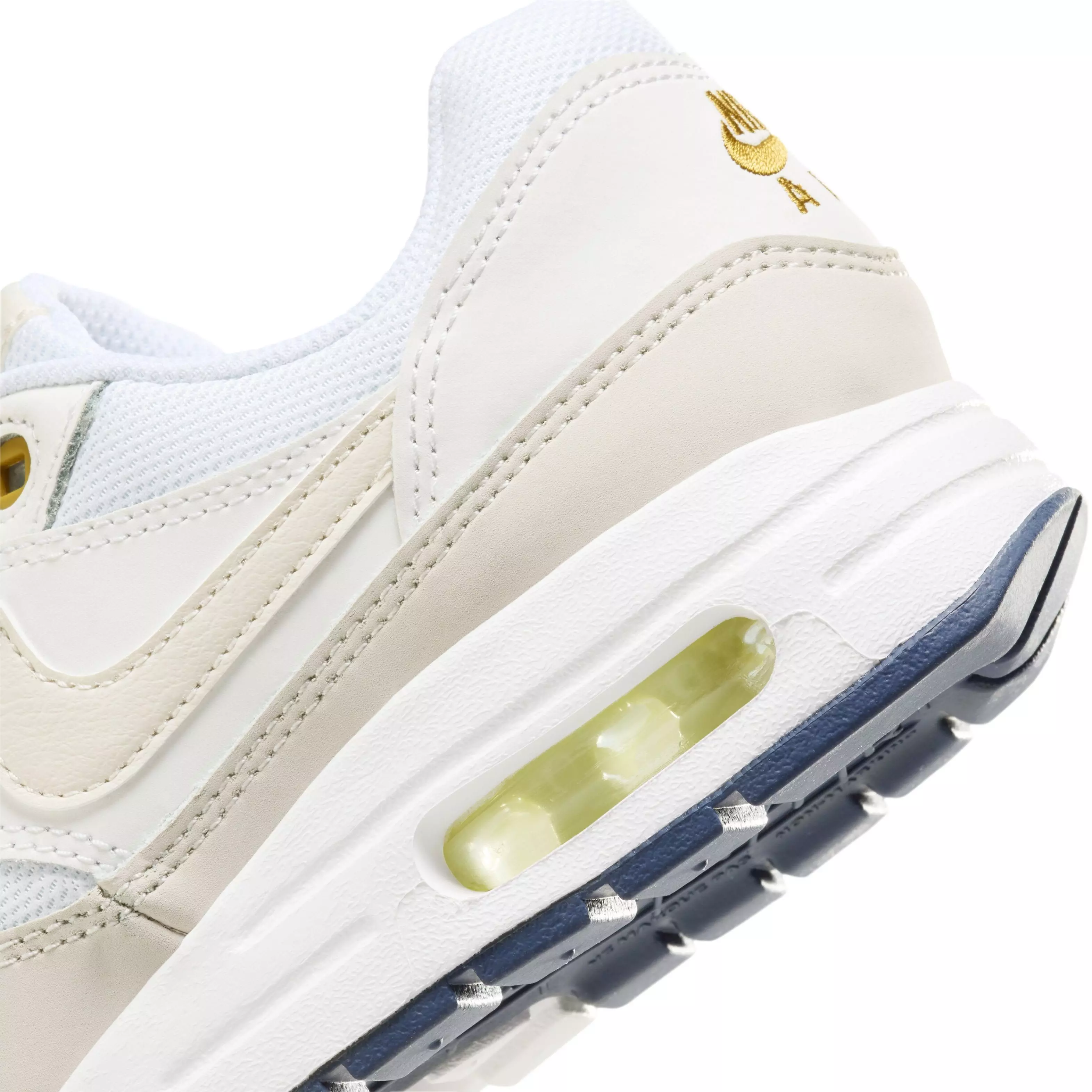 Nike Air Max 1 "White/Bronzine/Barely Volt/Light Orewood Brown" Grade School Boys' Shoe - WHITE/BRONZINE/VOLT/LT BROWN