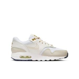 Nike Air Max 1 "White/Bronzine/Barely Volt/Light Orewood Brown" Grade School Boys' Shoe