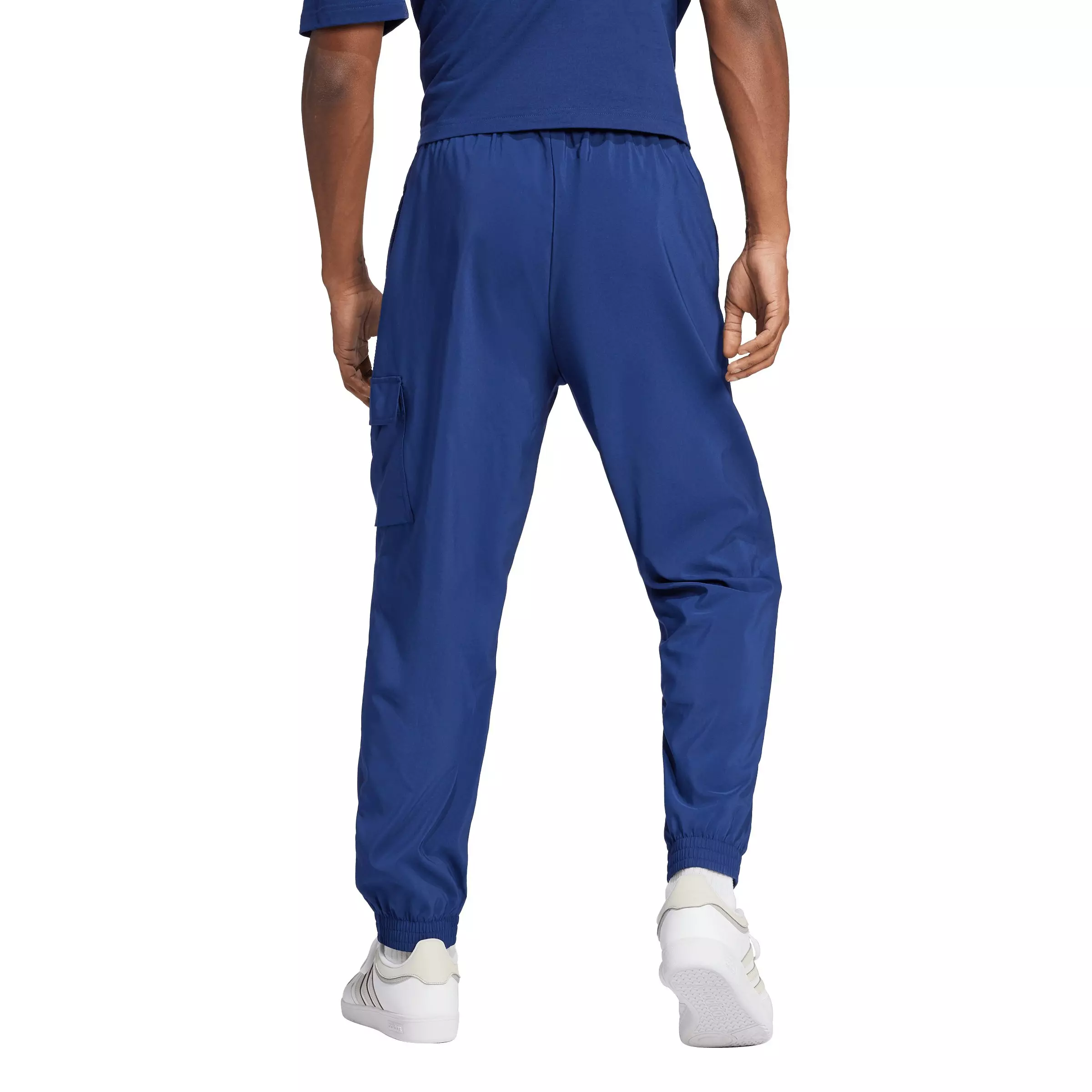 adidas Men's Essentials Small Logo Cargo Pants - Blue/White - BLUE/WHITE