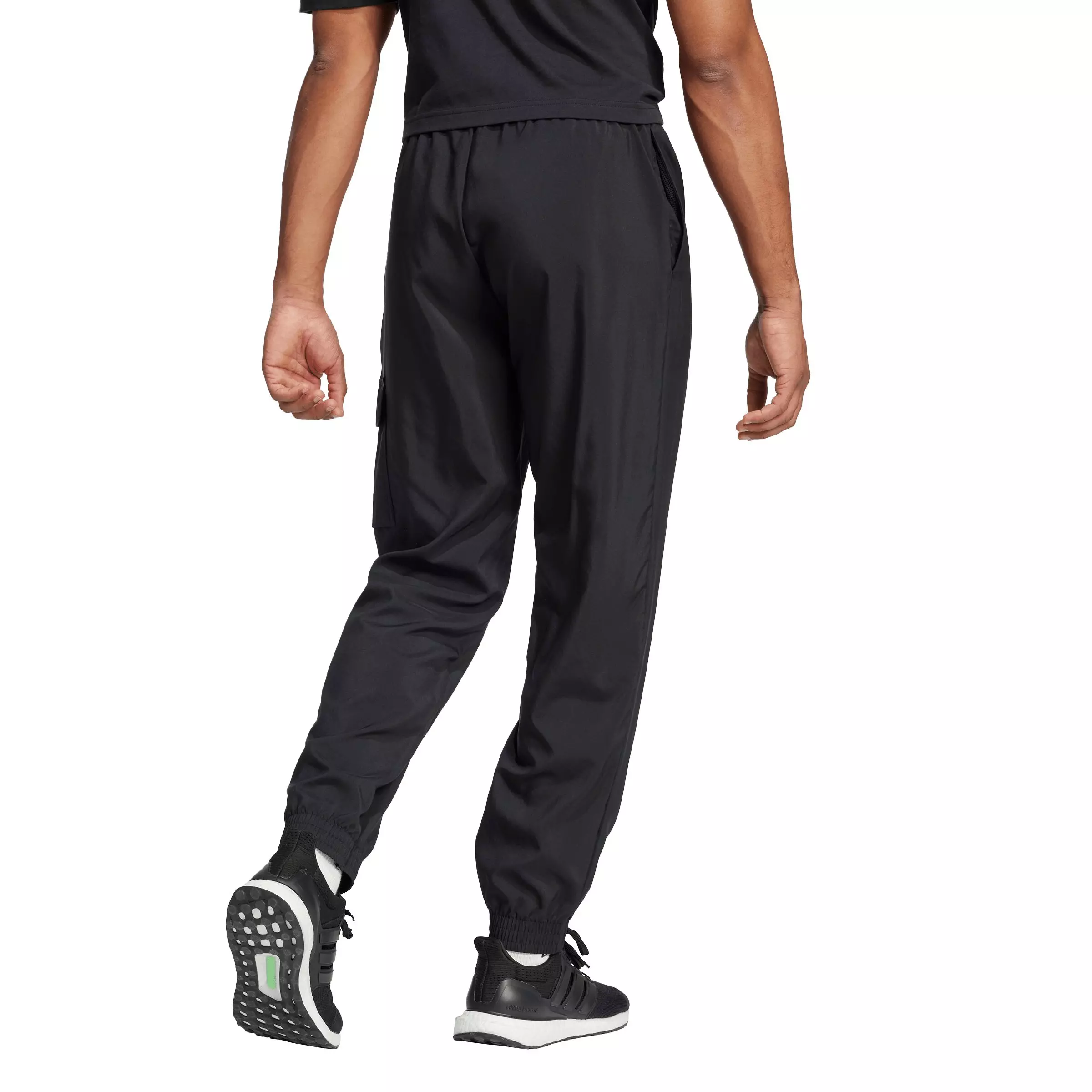 adidas Men's Essentials Small Logo Cargo Pants -Black/White - BLACK/WHITE