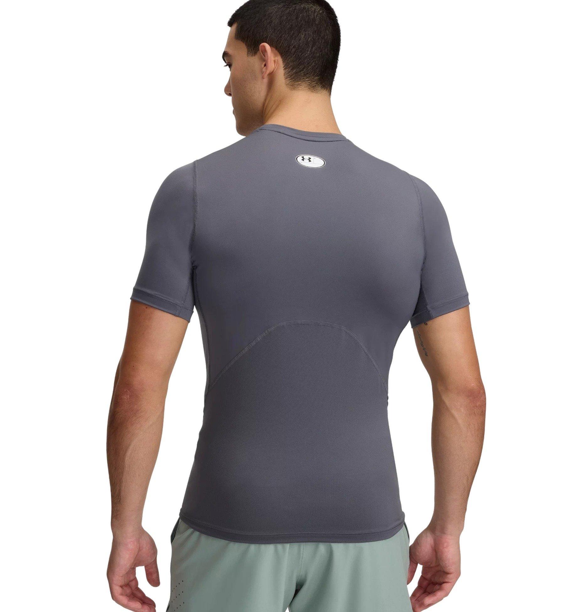 Under Armour Men's HeatGear Compression Short Sleeve Shirt - Grey - GREY Thumbnail View 2