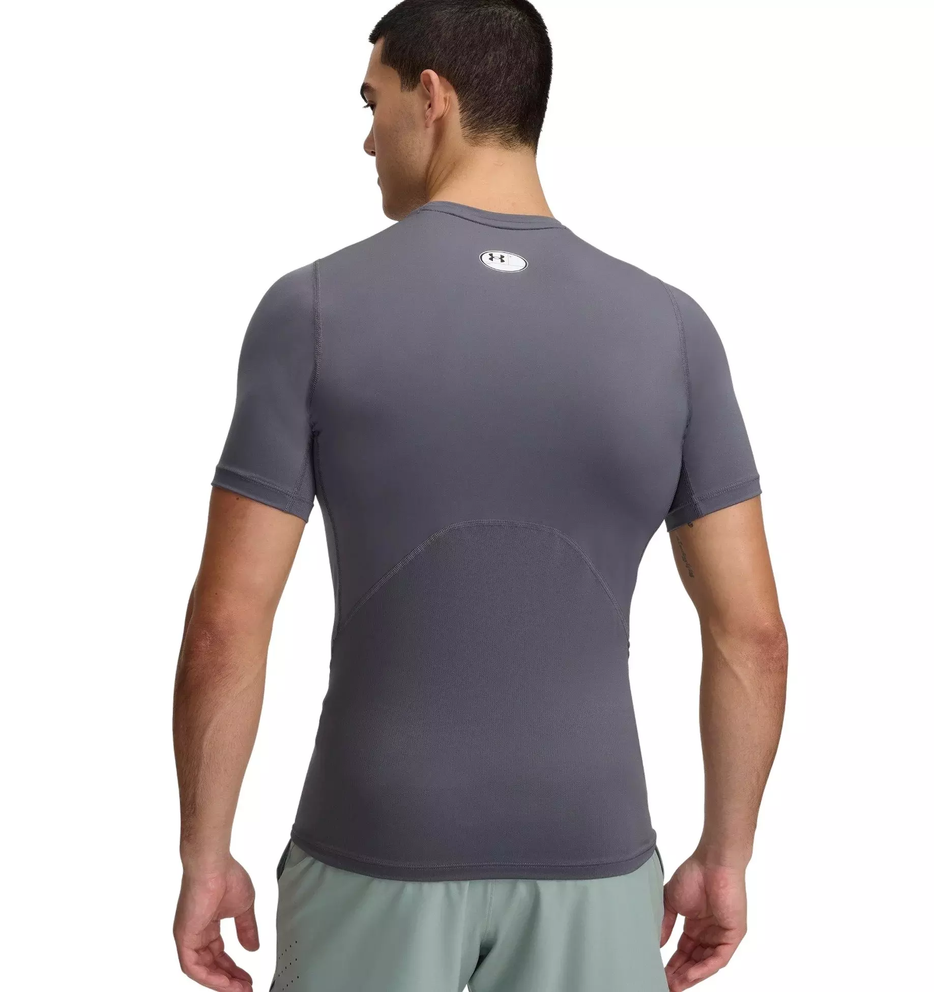 Under Armour Men's HeatGear Compression Short Sleeve Shirt - Grey - GREY