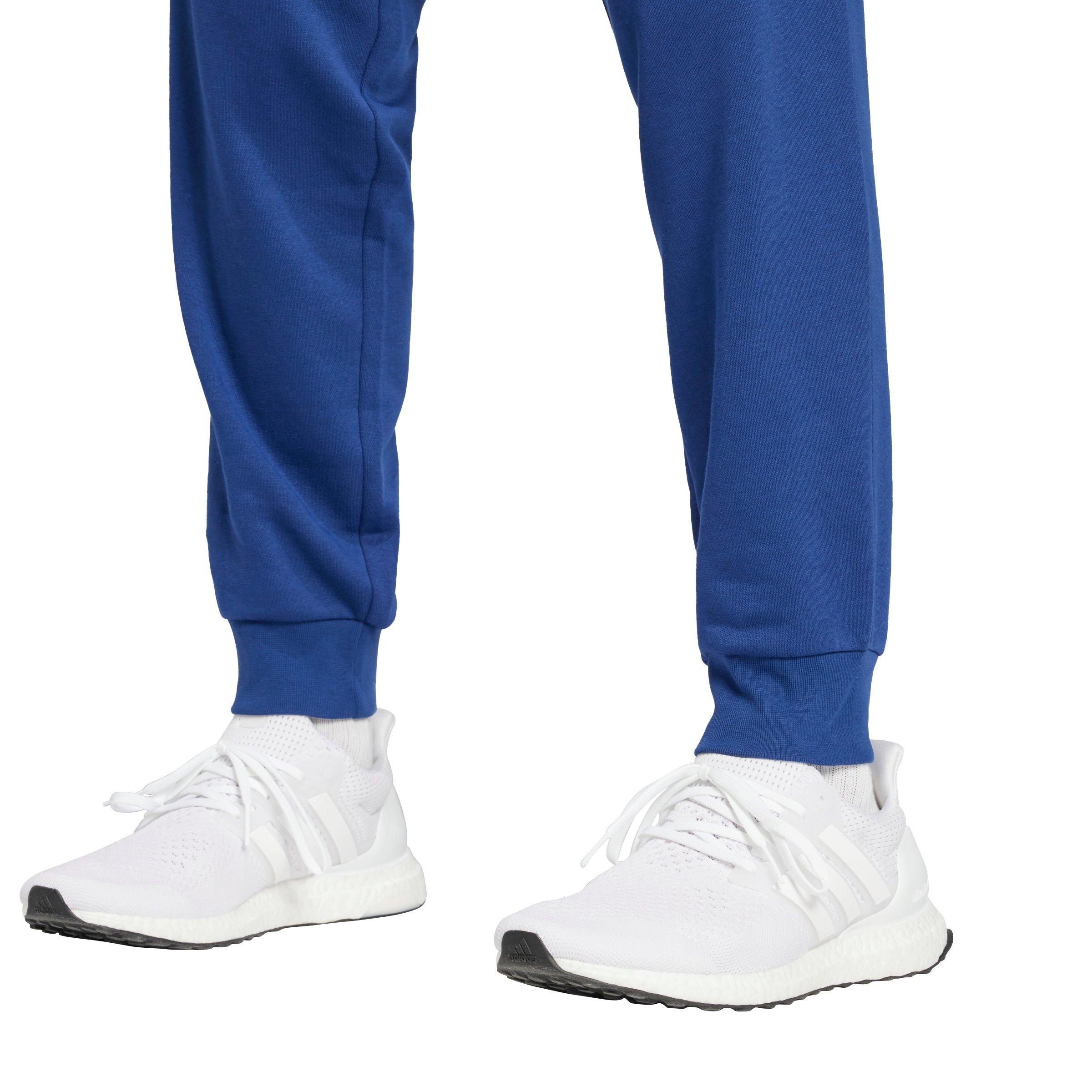 adidas Men's Essentials Feelcozy Fleece Joggers - Blue/White - BLUE/WHITE Thumbnail View 4