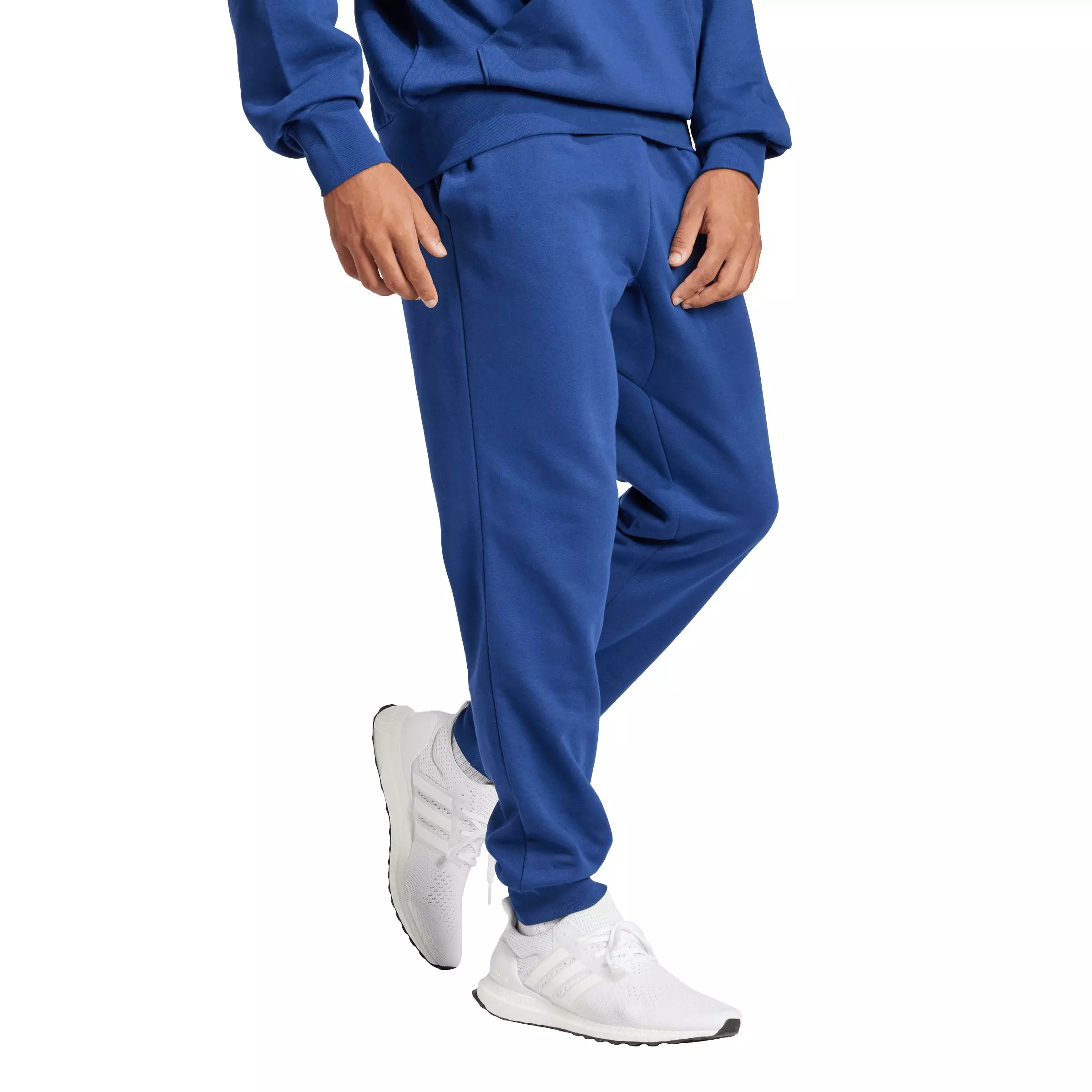 adidas Men's Essentials Feelcozy Fleece Joggers - Blue/White - BLUE/WHITE