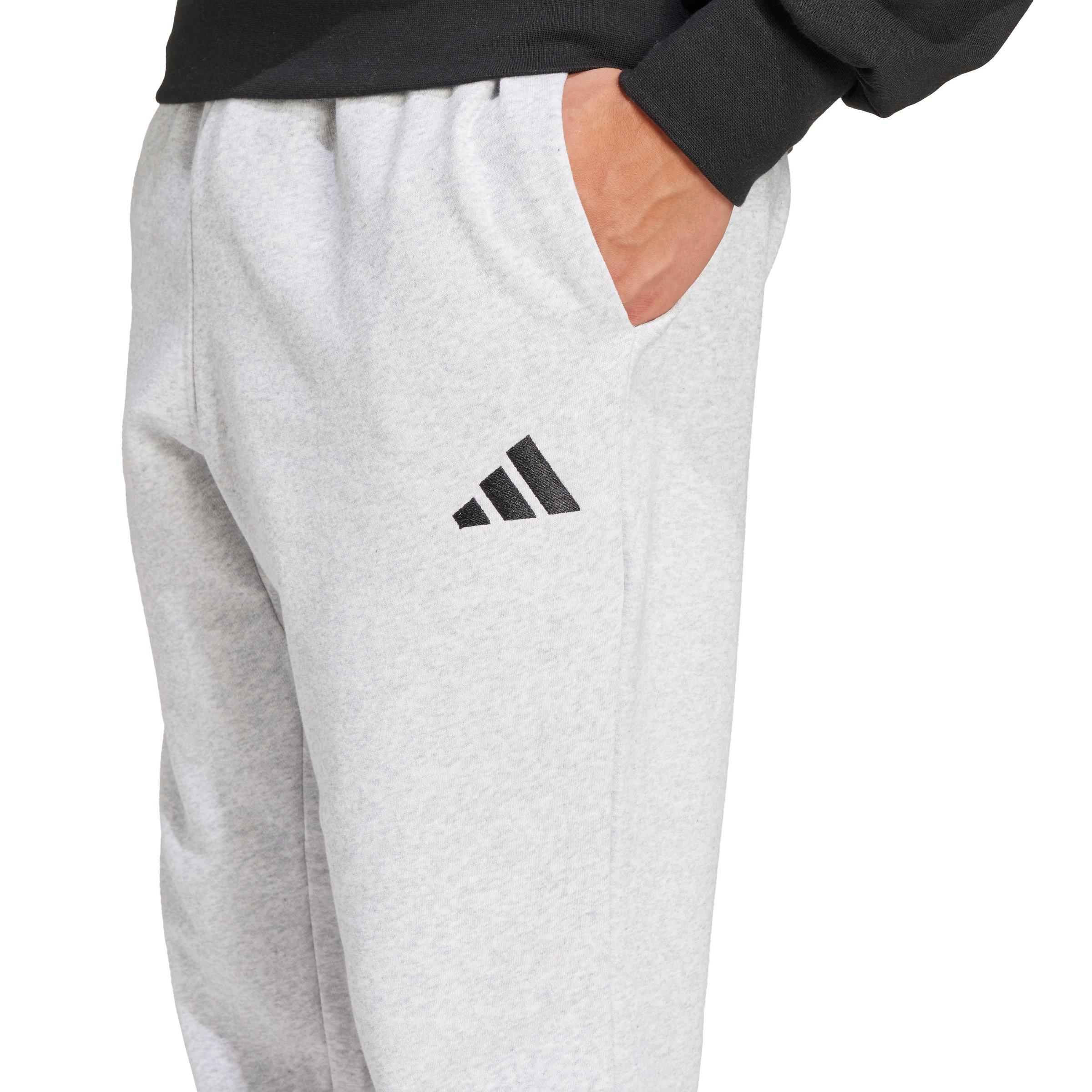 adidas Men's Essentials Feelcozy Fleece Joggers - Lt Grey/Black - LT GREY/BLACK Thumbnail View 3