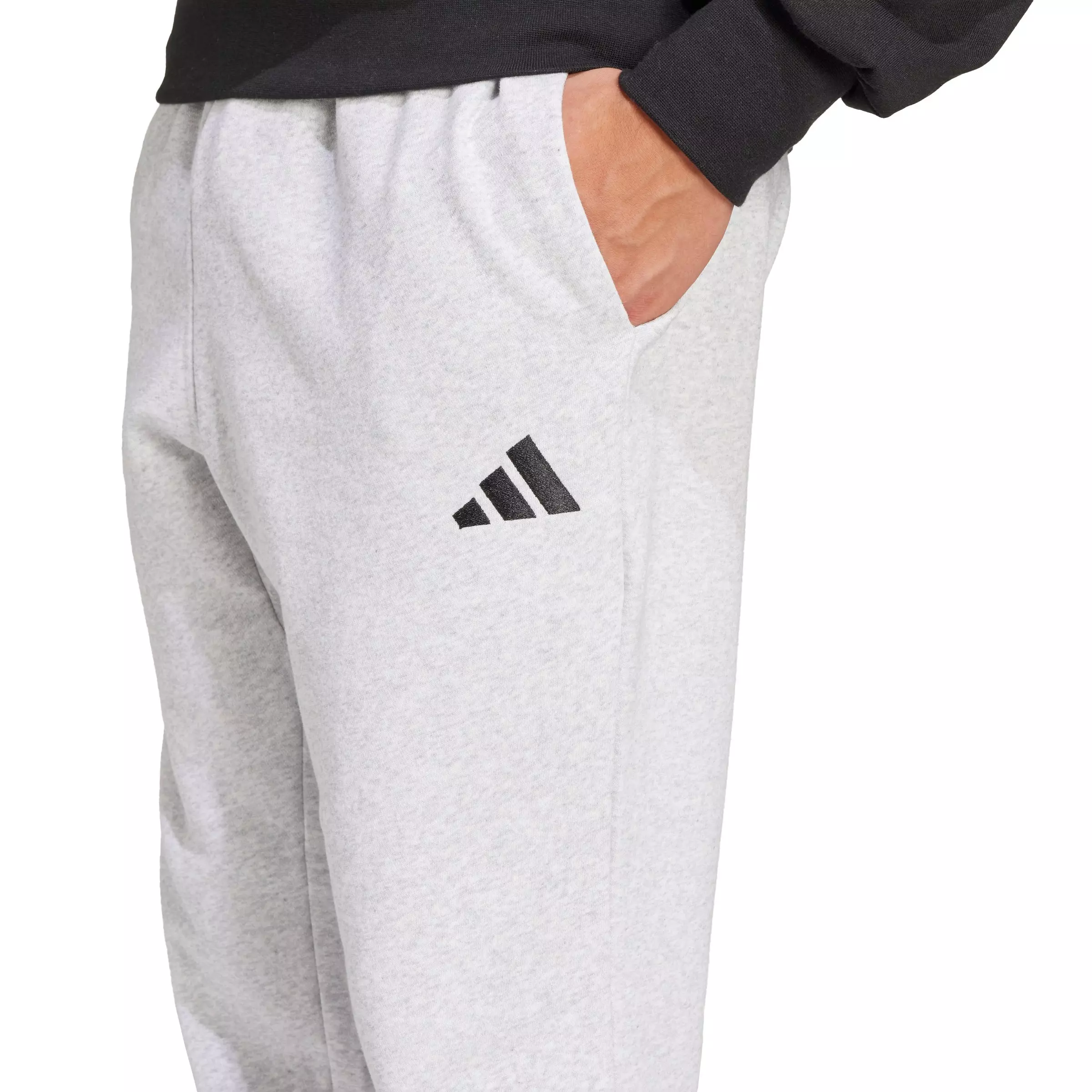 adidas Men's Essentials Feelcozy Fleece Joggers -Lt Grey/Black - LT GREY/BLACK