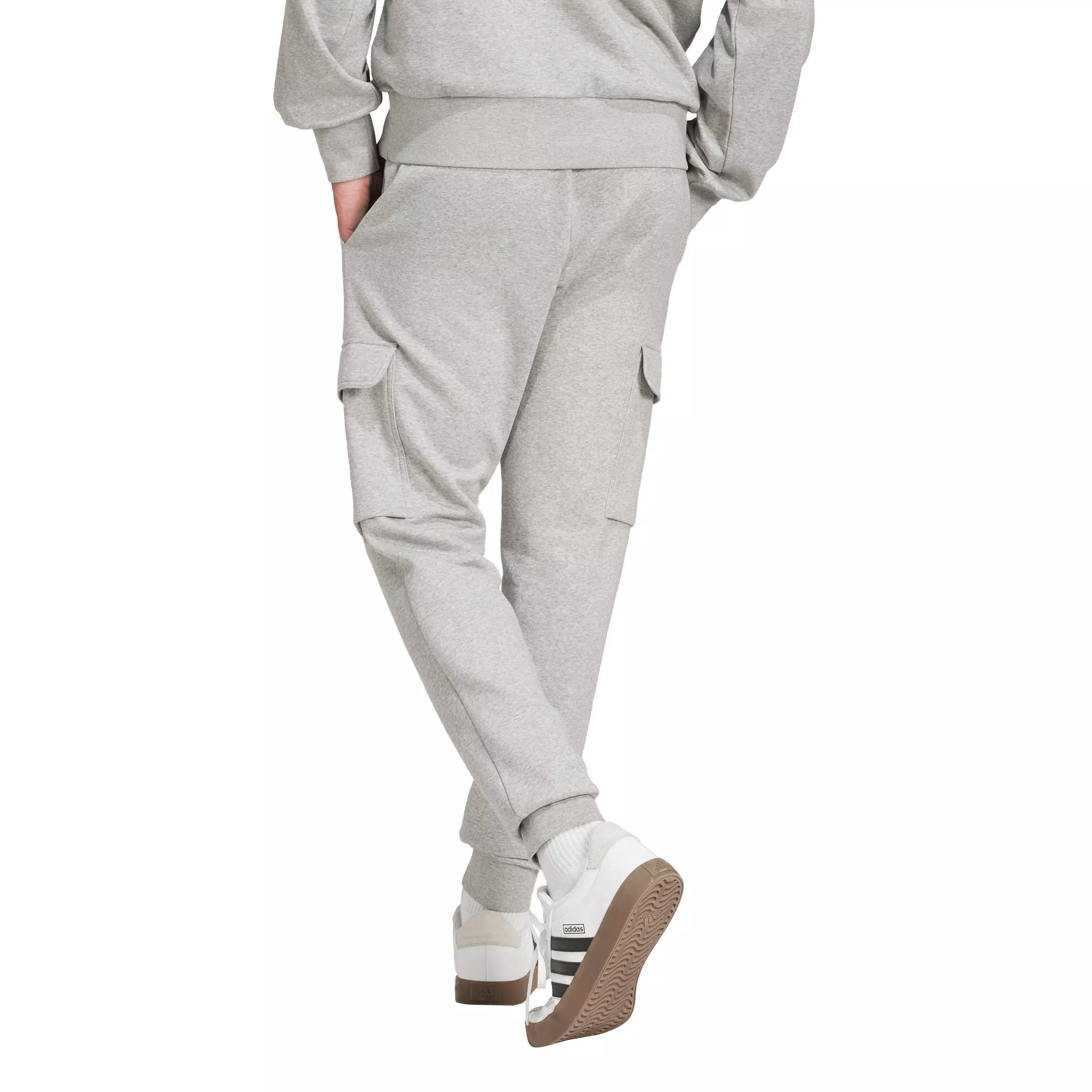 adidas Men's Essentials Feelcozy Fleece Cargo Joggers - Grey/Black - GREY/BLACK
