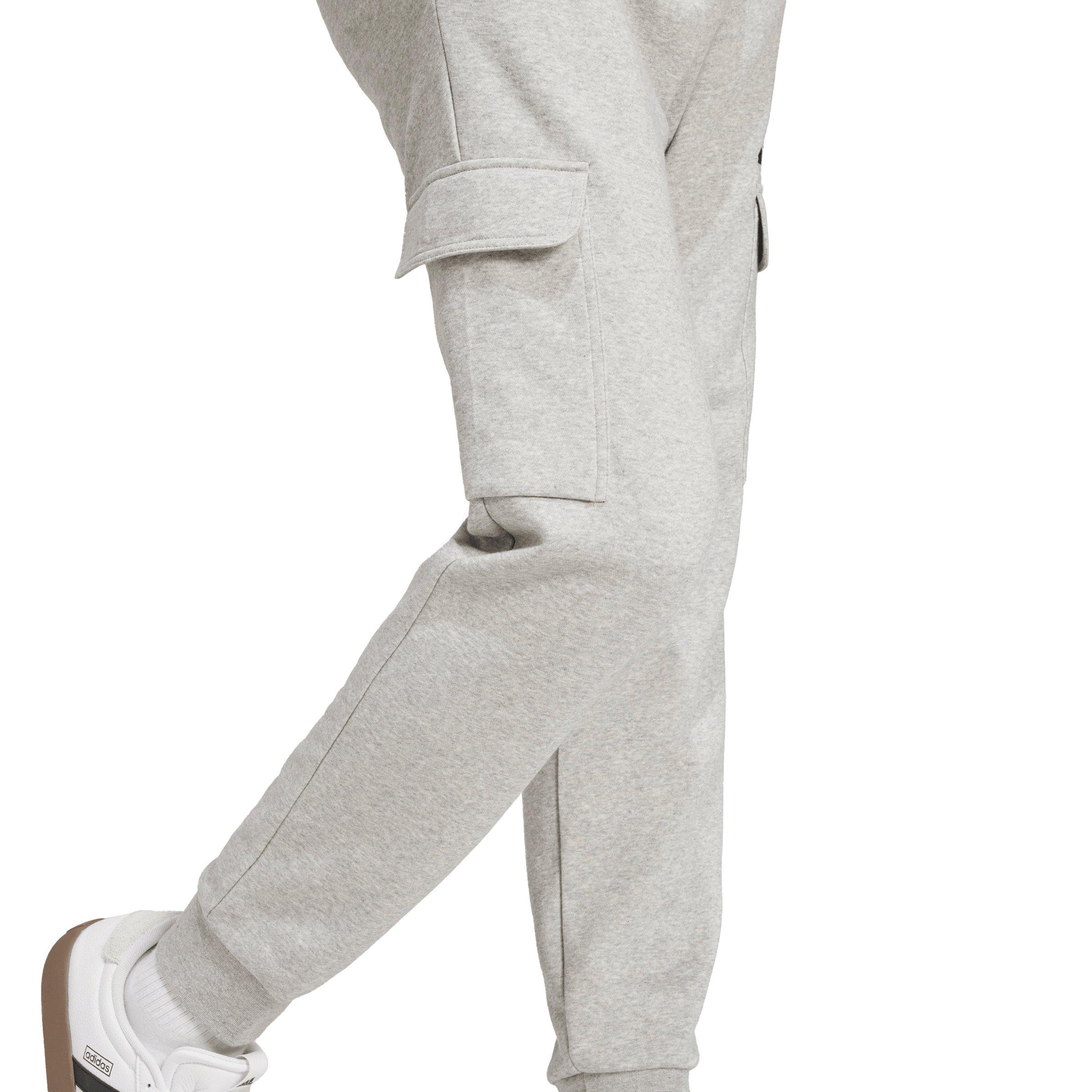 adidas Men's Essentials Feelcozy Fleece Cargo Joggers - Grey/Black - GREY/BLACK Thumbnail View 4
