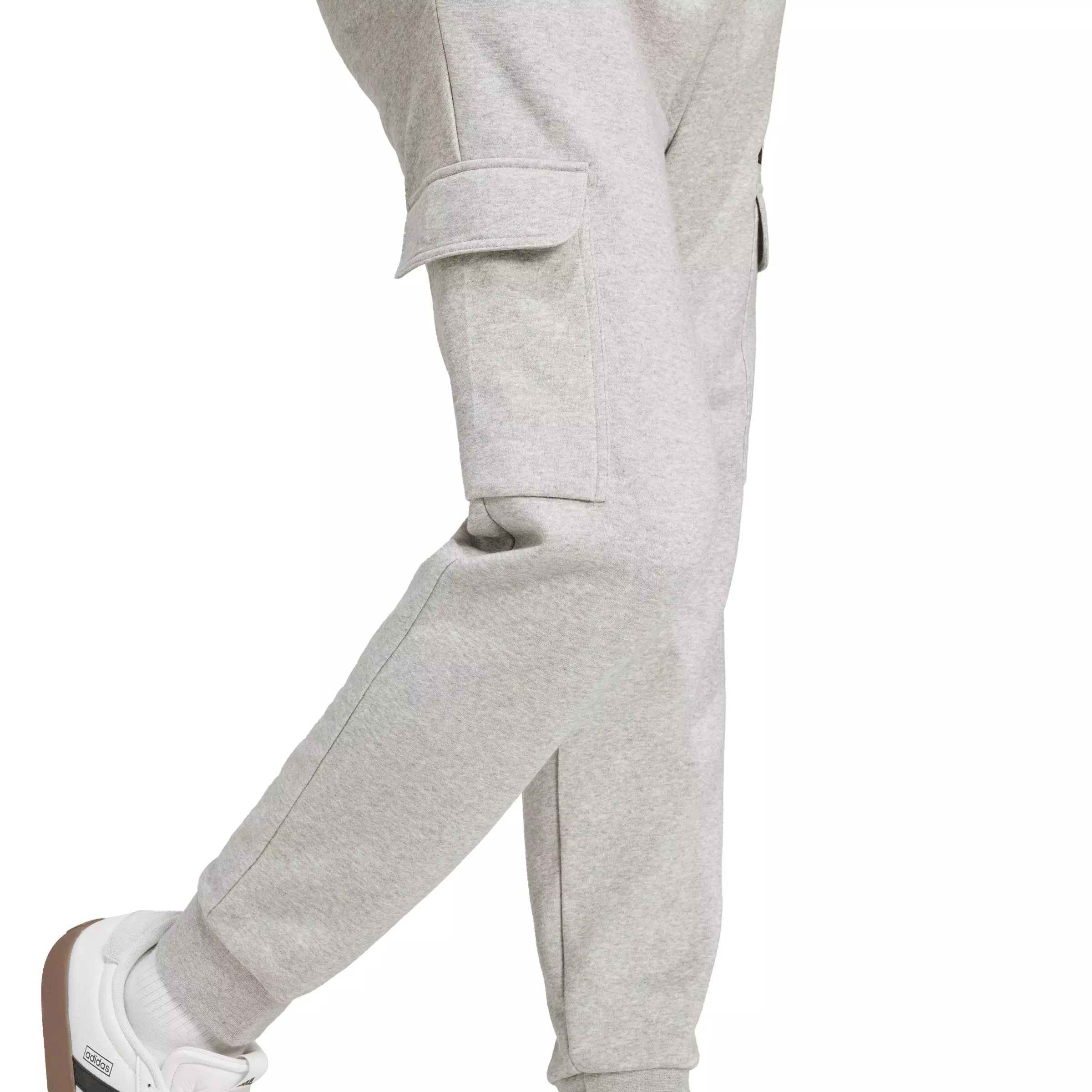 adidas Men's Essentials Feelcozy Fleece Cargo Joggers - Grey/Black - GREY/BLACK