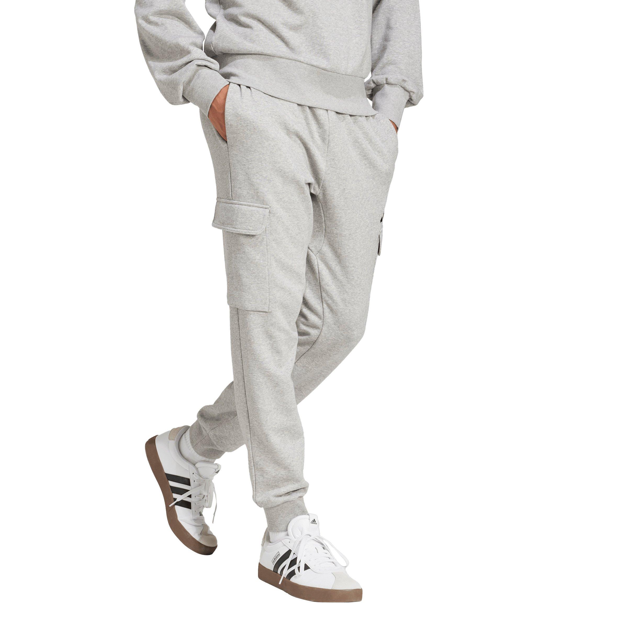 adidas Men's Essentials Feelcozy Fleece Cargo Joggers - Grey/Black - GREY/BLACK Thumbnail View 5