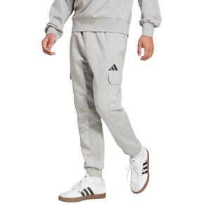 adidas Men's Essentials Feelcozy Fleece Cargo Joggers - Grey/Black