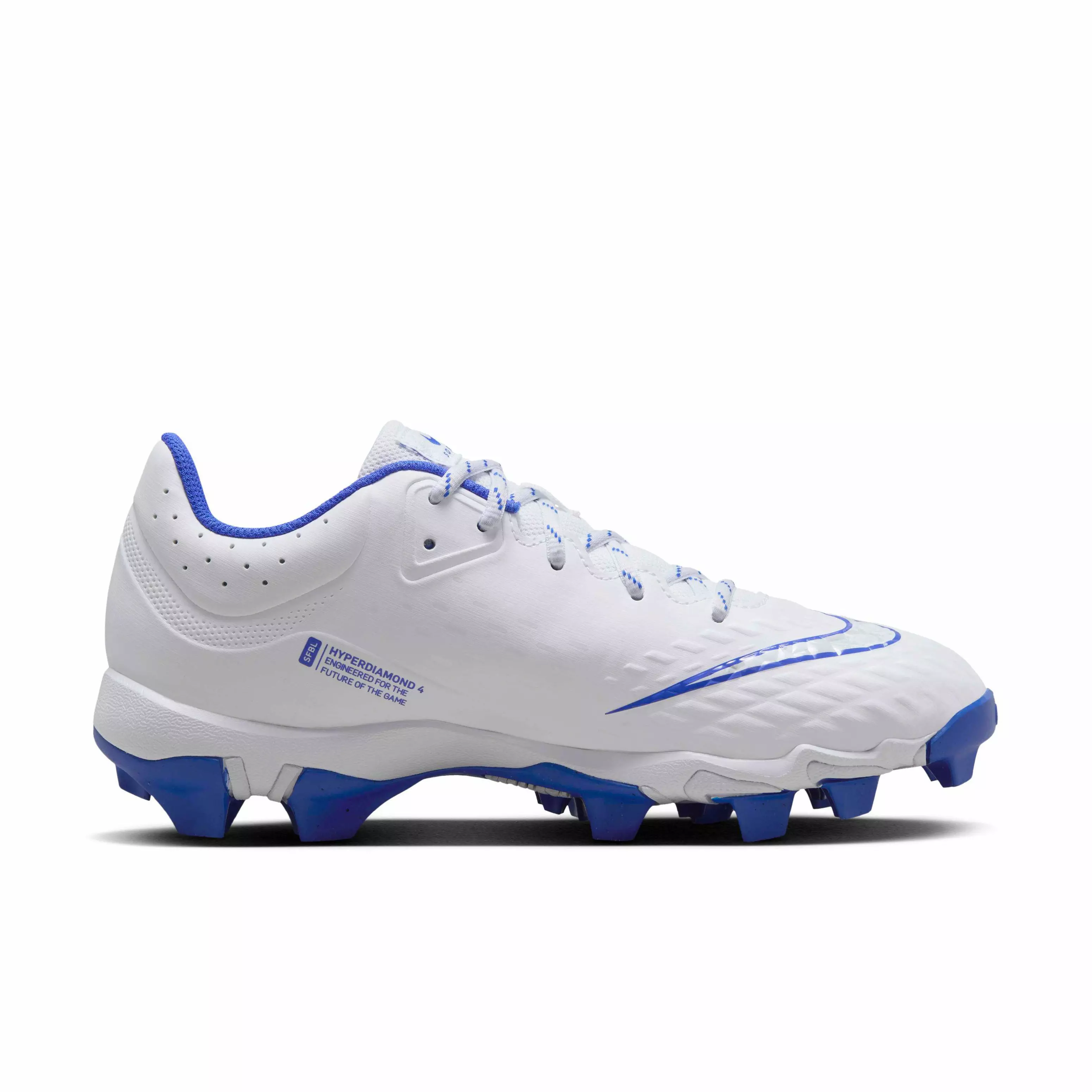 Nike Hyperdiamond 4 Keystone "White/Pure Platinum/Hyper Royal" Women's Softball Cleat - WHITE/PLATINUM/ROYAL