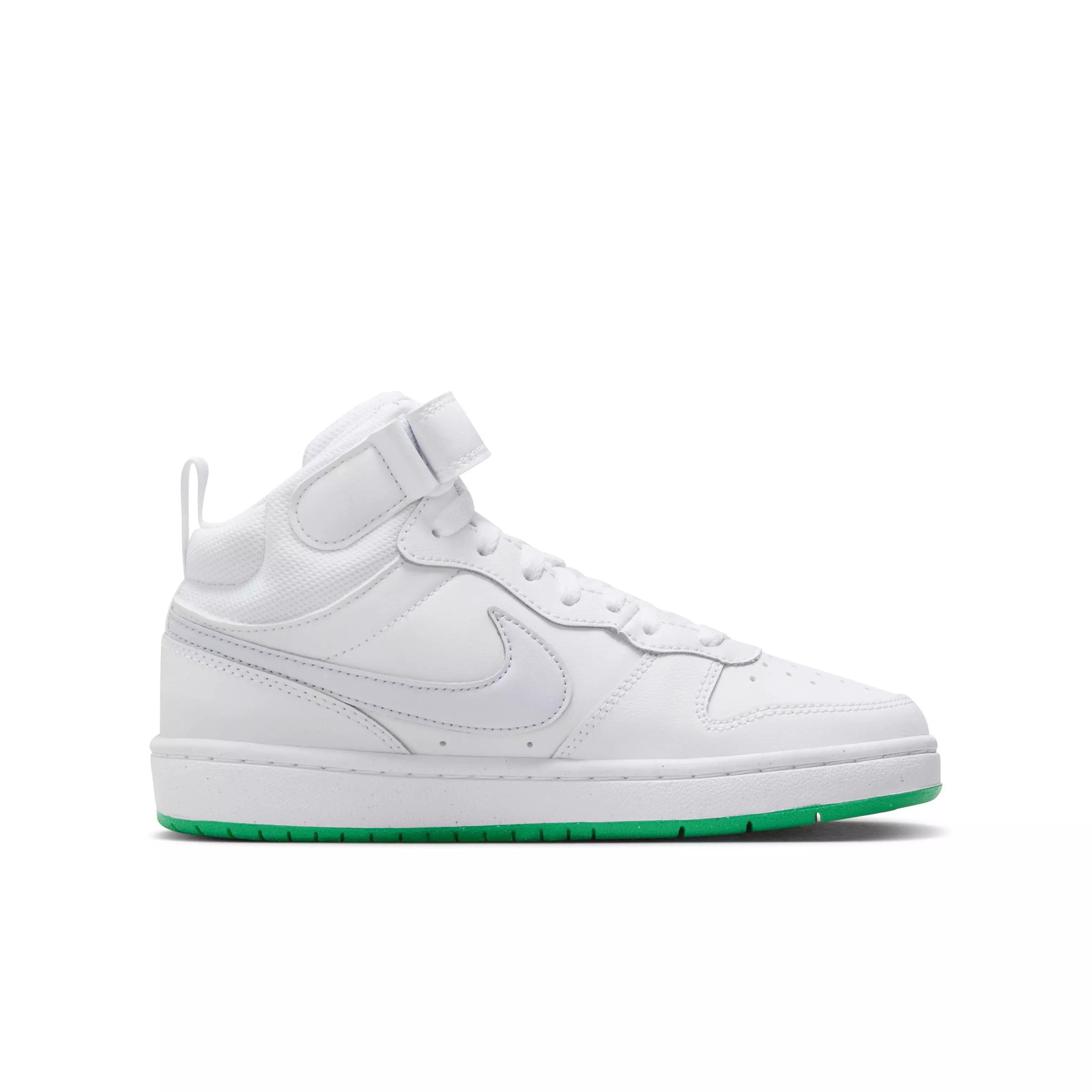 Nike Court Borough Mid 2 "White/Stadium Green/Football Grey" Grade School Boys' Shoe - WHITE/GREEN/GREY